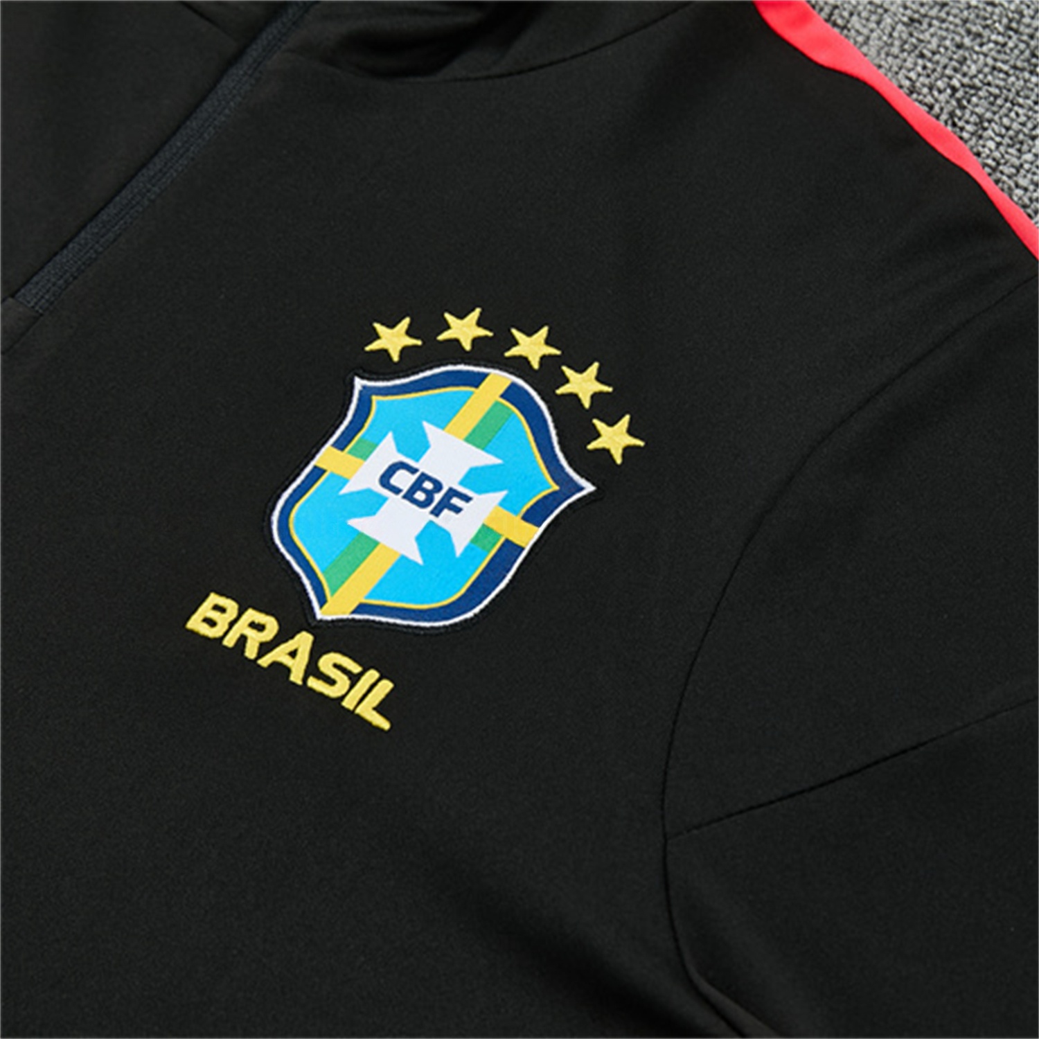 Brazil X JD 2026 Long Sleeves Training Set - Black Top And Black Orange Pants - Unitedfutballjersey