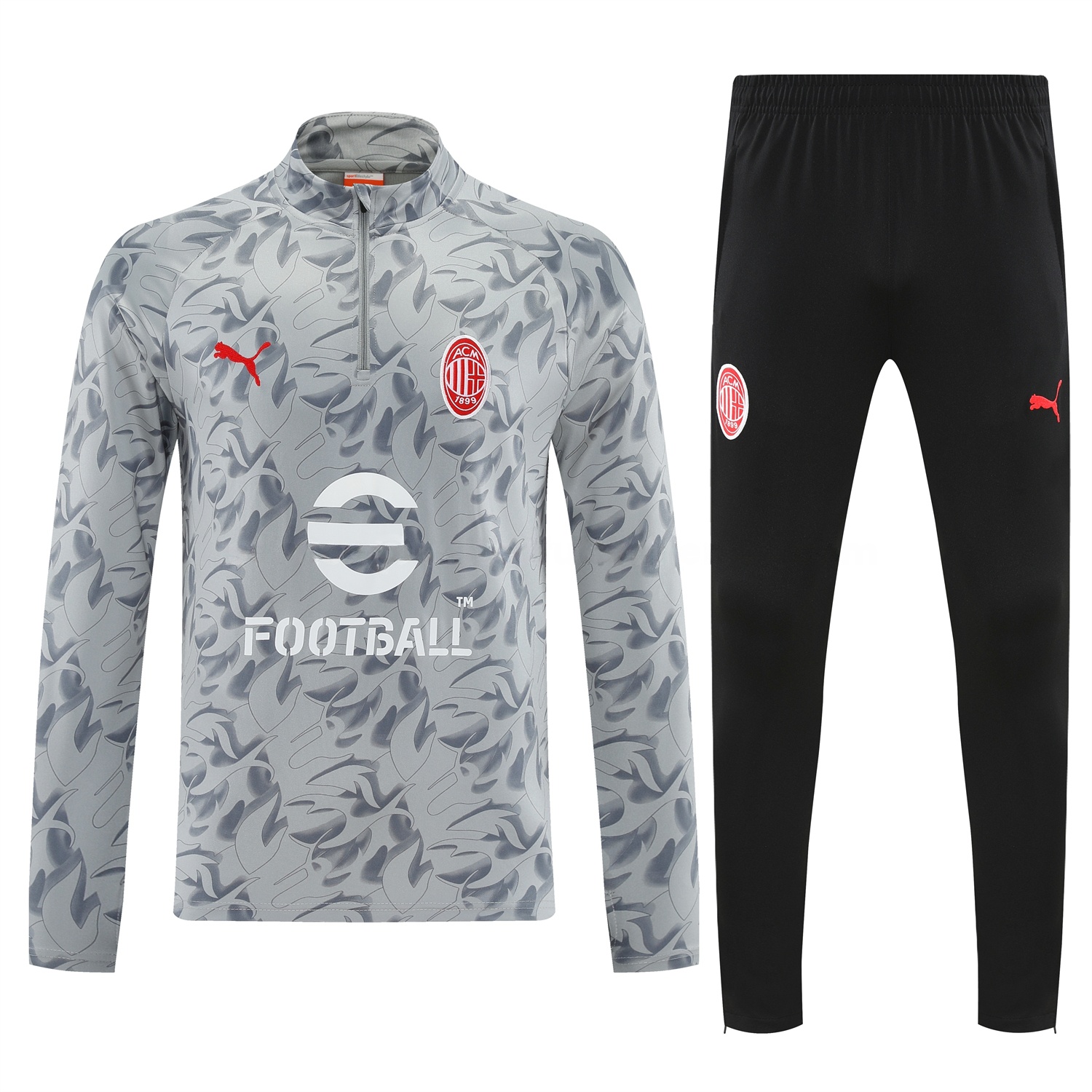 AC Milan 25-26 Long Sleeve Training Set - Grey Top & Black Pants - Unitedfutballjersey