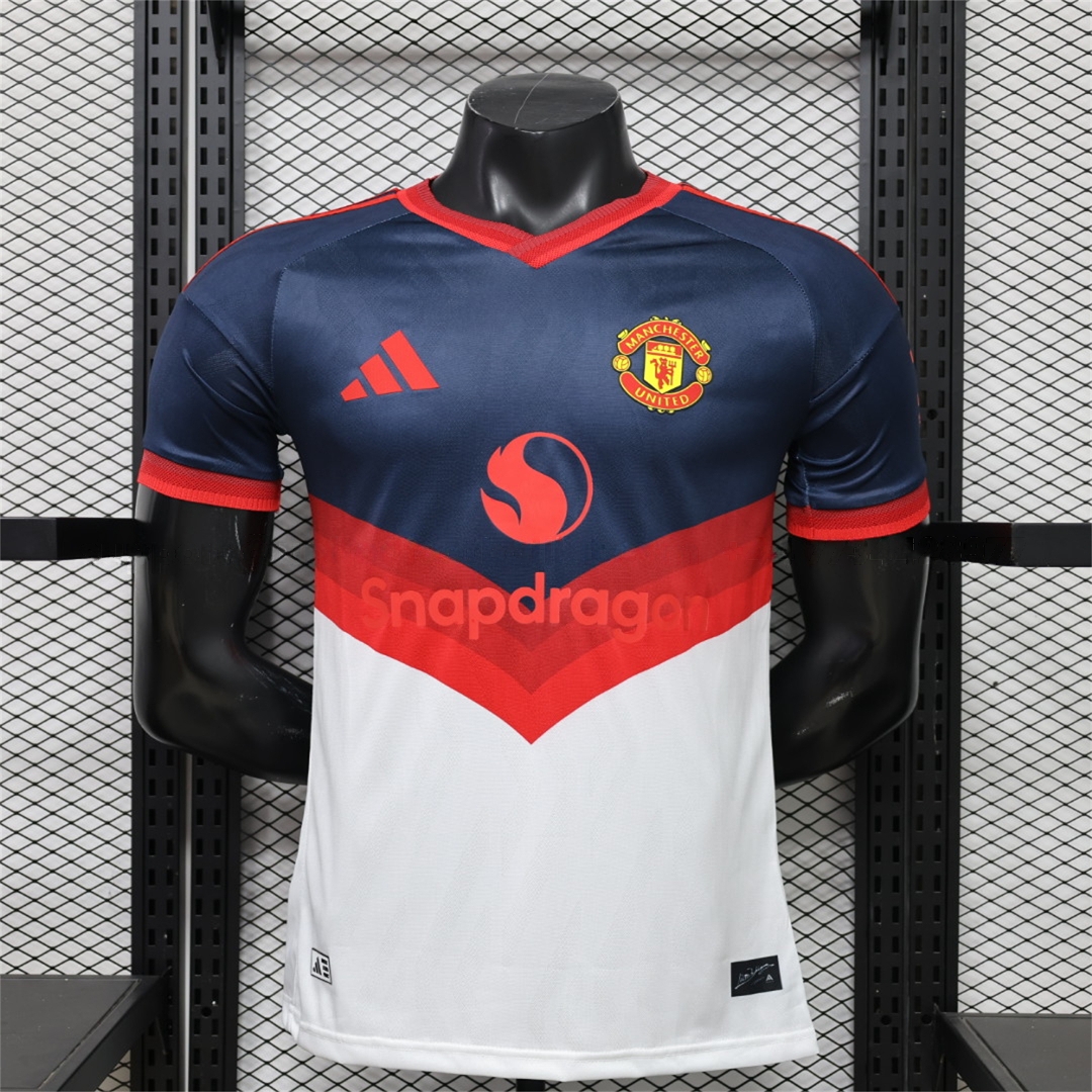 Manchester United 26-27 Retro Casual Style Blue White Jersey - Player Version - Unitedfutballjersey