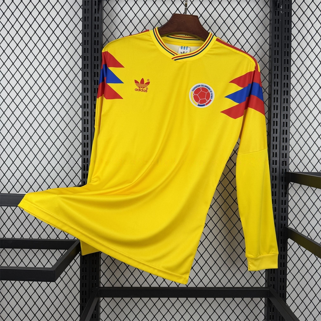 Retro Colombia 1990 Home Long Sleeves Jersey - Fans Version - Unitedfutballjersey
