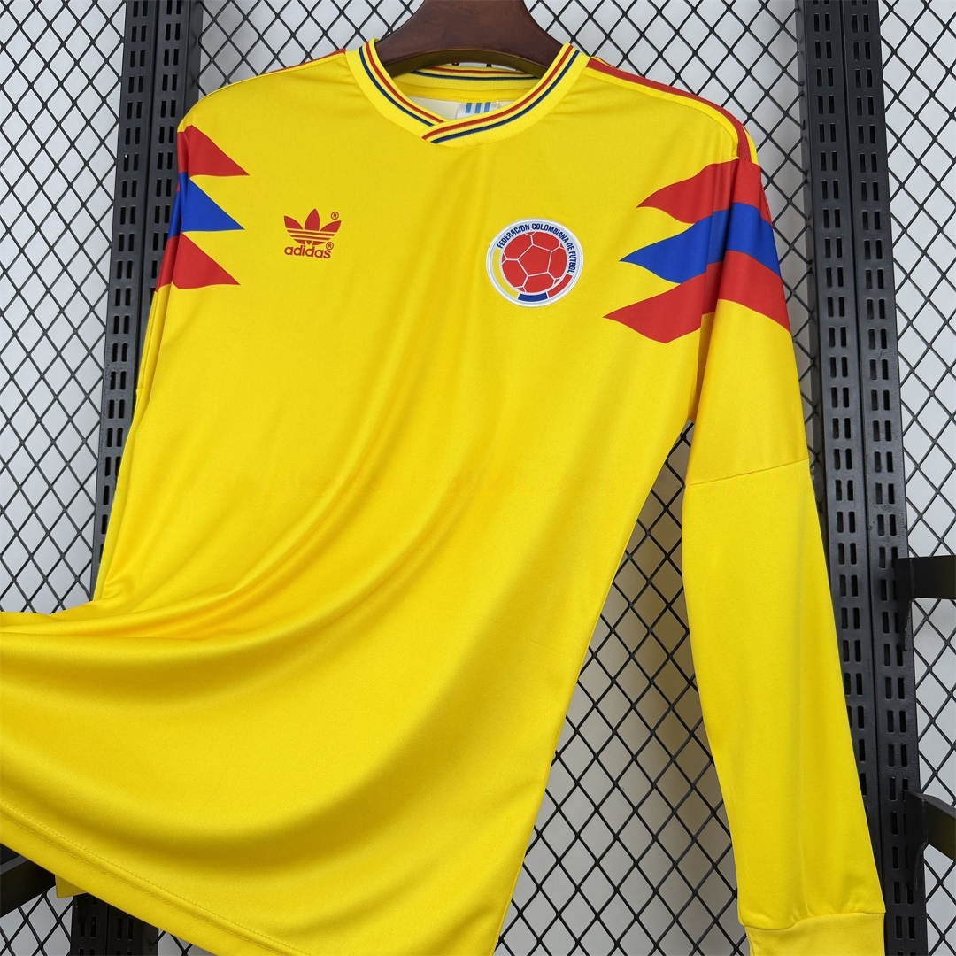 Retro Colombia 1990 Home Long Sleeves Jersey - Fans Version - Unitedfutballjersey