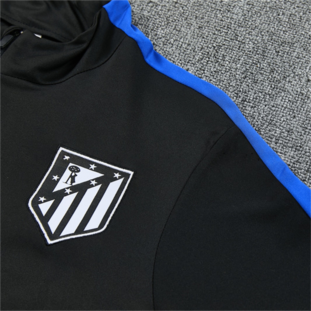 Atletico Madrid 26-27 Kids Long Sleeve Training Set - Black Top & Black Pants - Unitedfutballjersey