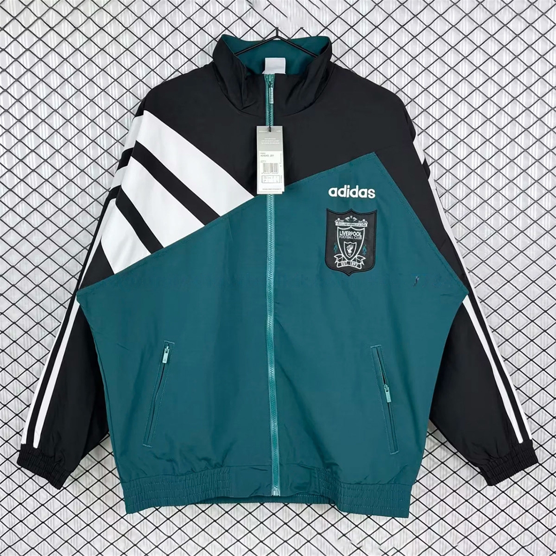 Retro Liver.pool 1995-96 Green And Black Windbreaker - Unitedfutballjersey