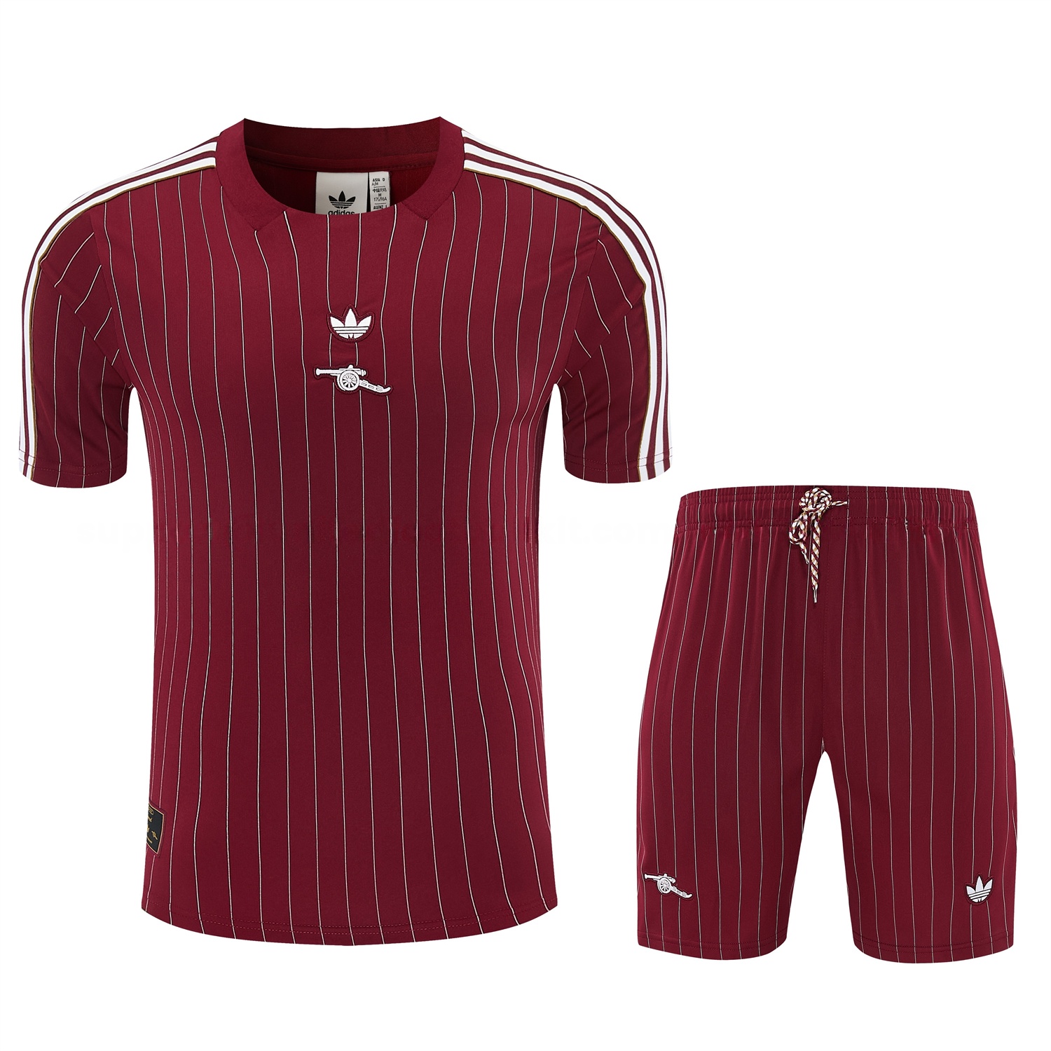 Arsenal 25-26 Retro Style Short-Sleeve Training Set - Dark Red With White Stripes Top & Pants - Unitedfutballjersey