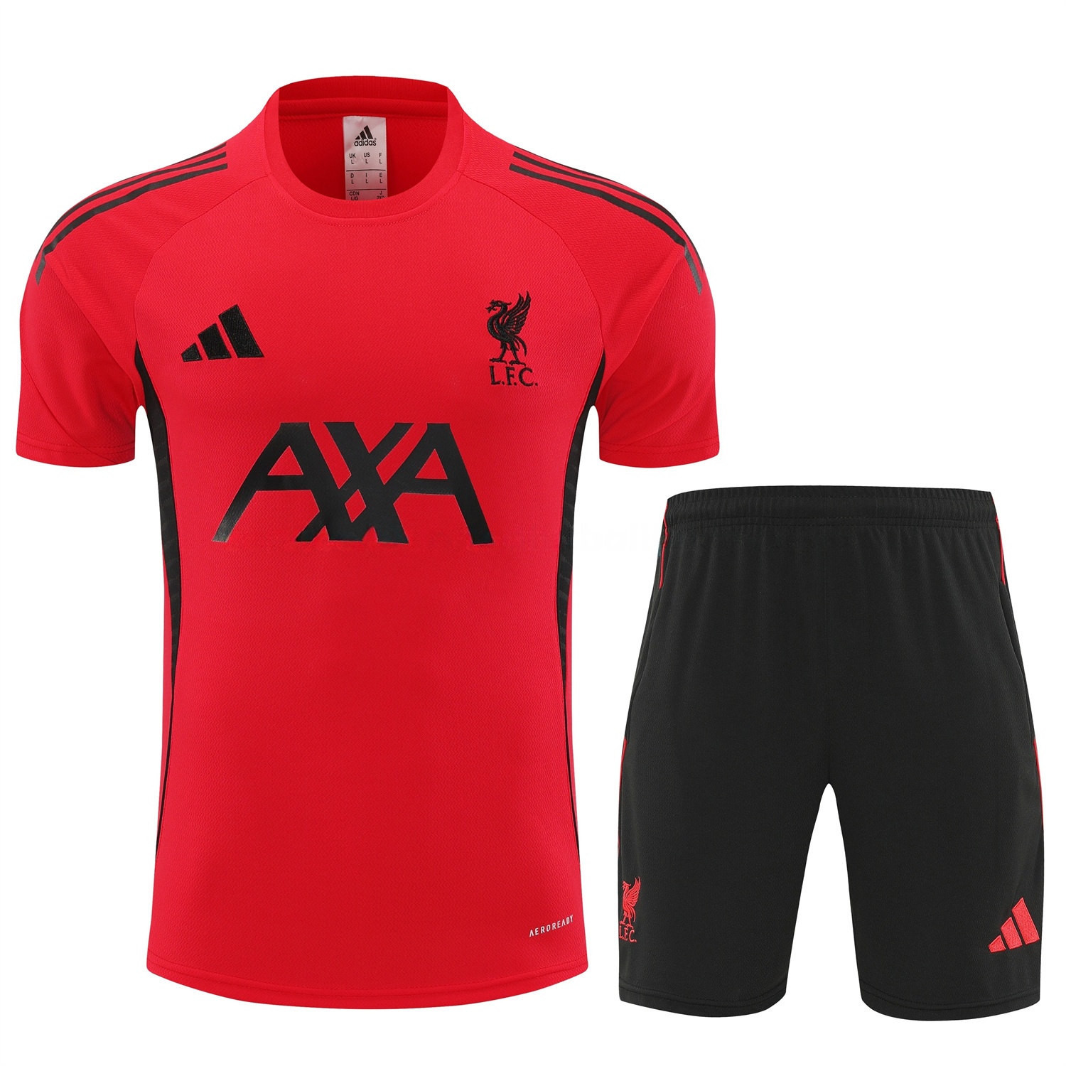 Liver.pool 25-26 Short-Sleeve Training Set - Red With Black Top & Black Shorts - Unitedfutballjersey