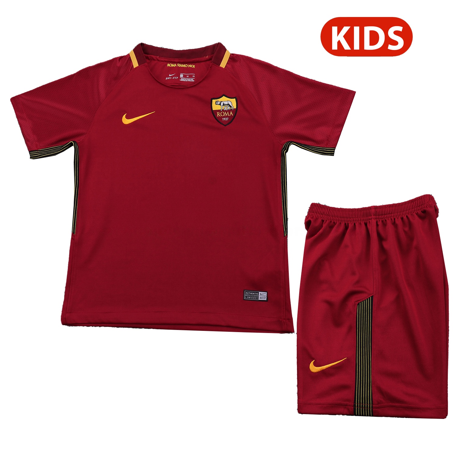 Retro Roma 2017-18 Home Kids Kit - Unitedfutballjersey