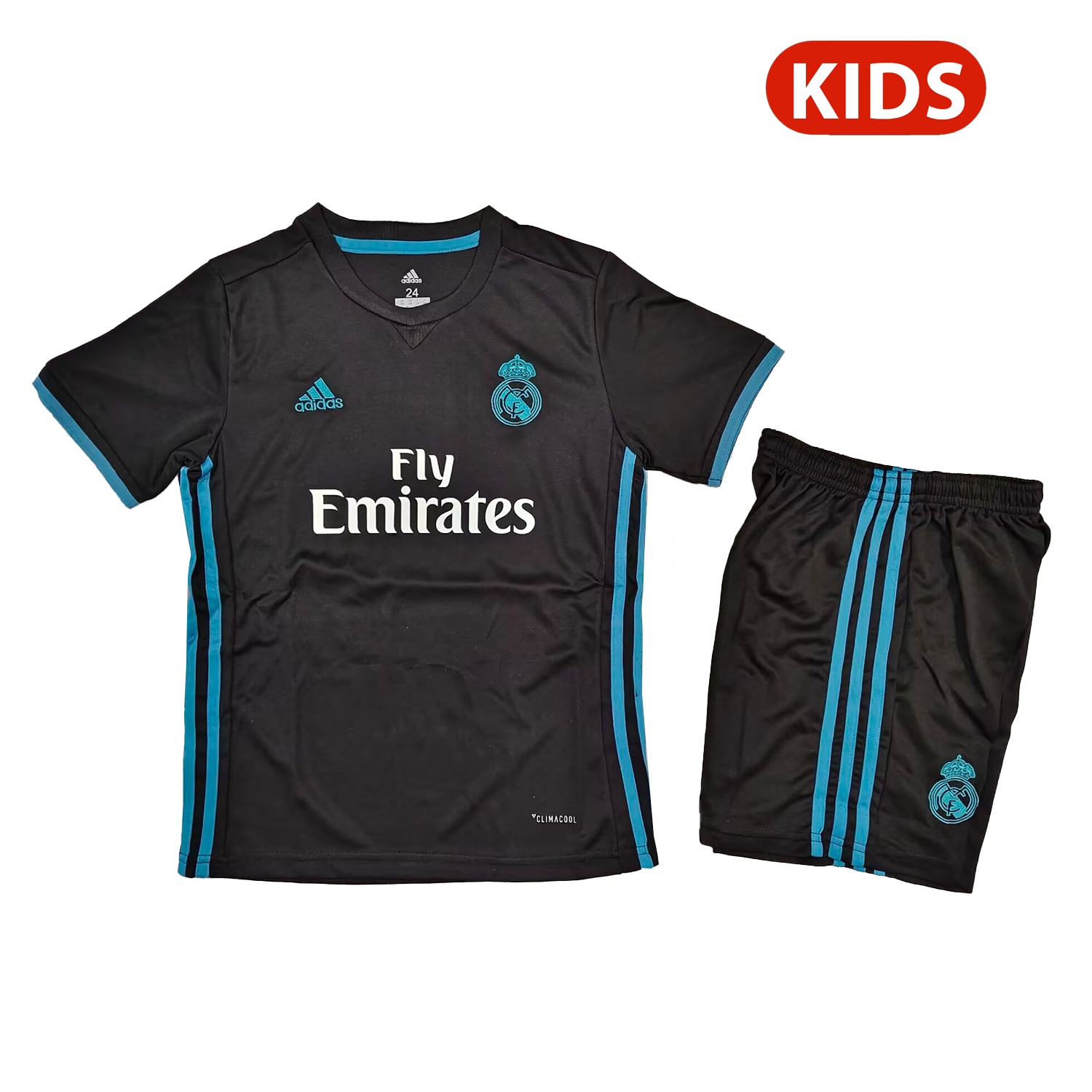 Retro Real Madrid 2017-18 Away Black Kids Kit - Unitedfutballjersey