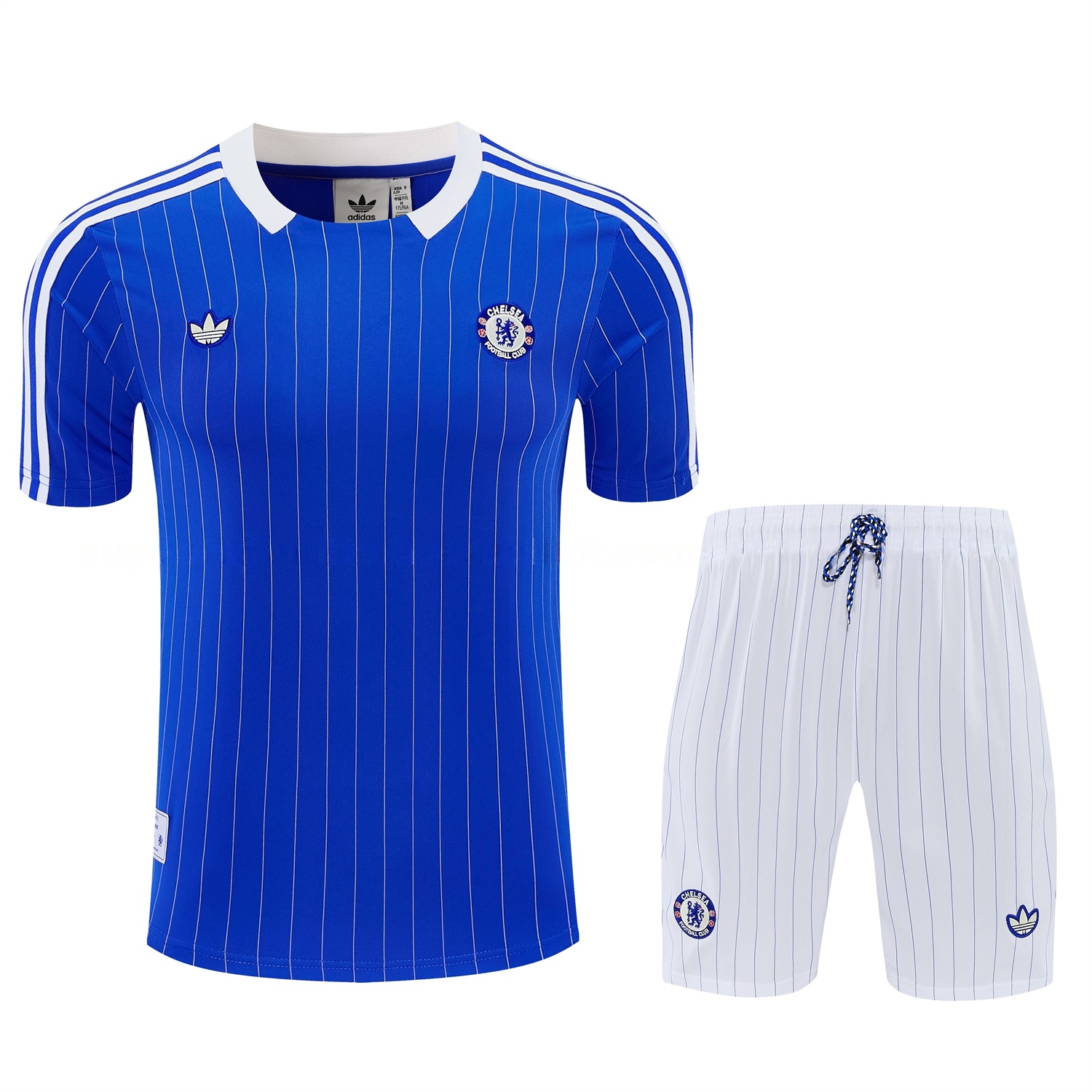 C.H.E.L.S.E.A 25-26 Retro Style Short-Sleeve Training Set - Blue Top & White Pants - Unitedfutballjersey