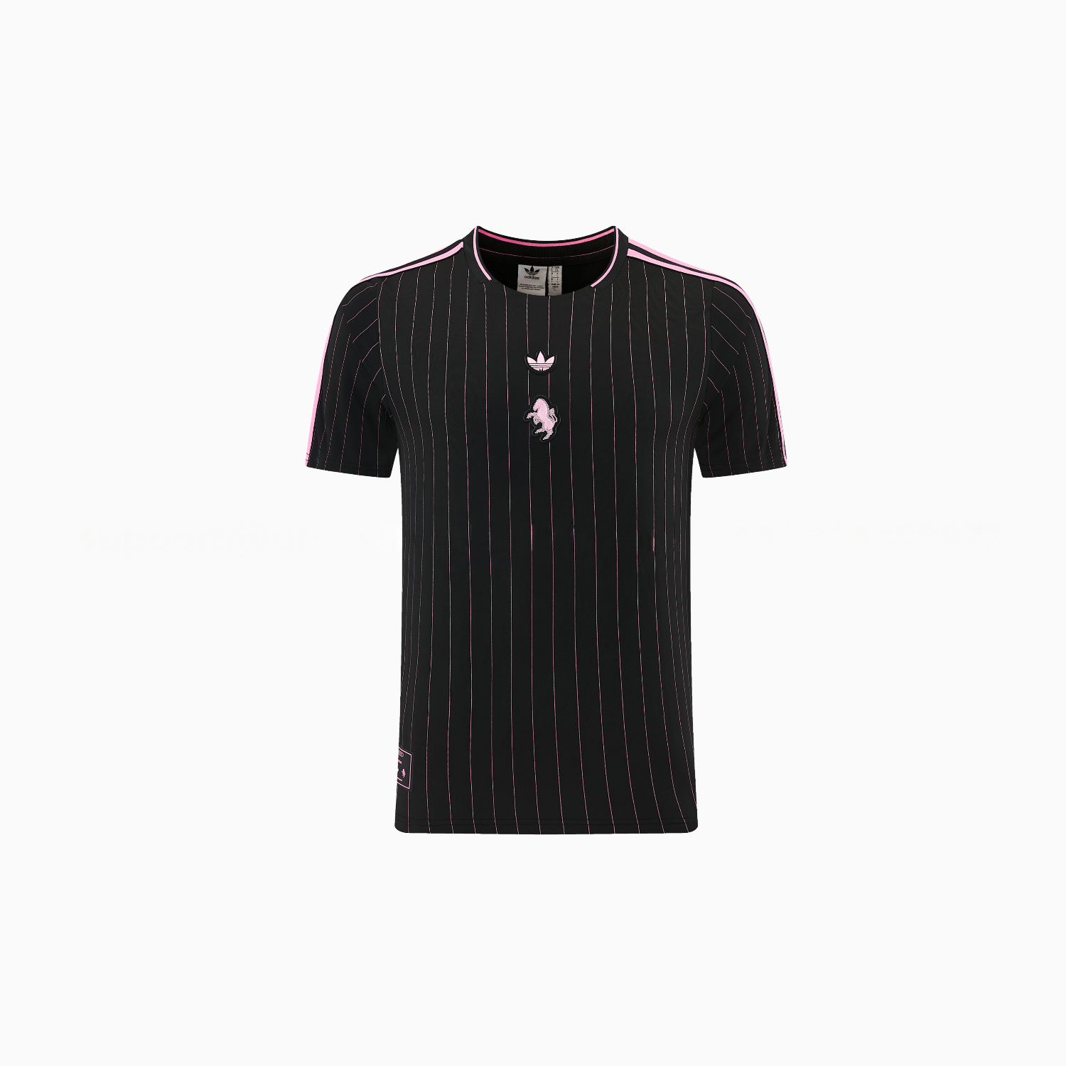 Juventus 26-27 Short-Sleeve Training Set - Pink Lines Black Top & Shorts - Unitedfutballjersey