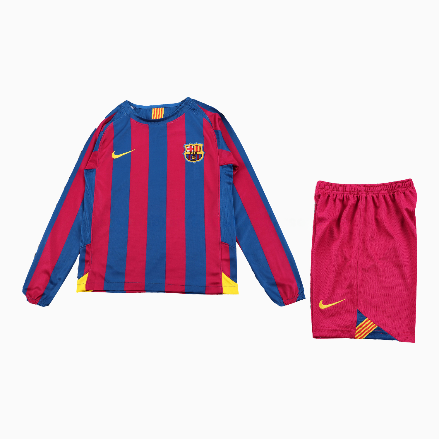 Retro Barcelona 2005-06 Home Long Sleeve Kids Kit - Unitedfutballjersey