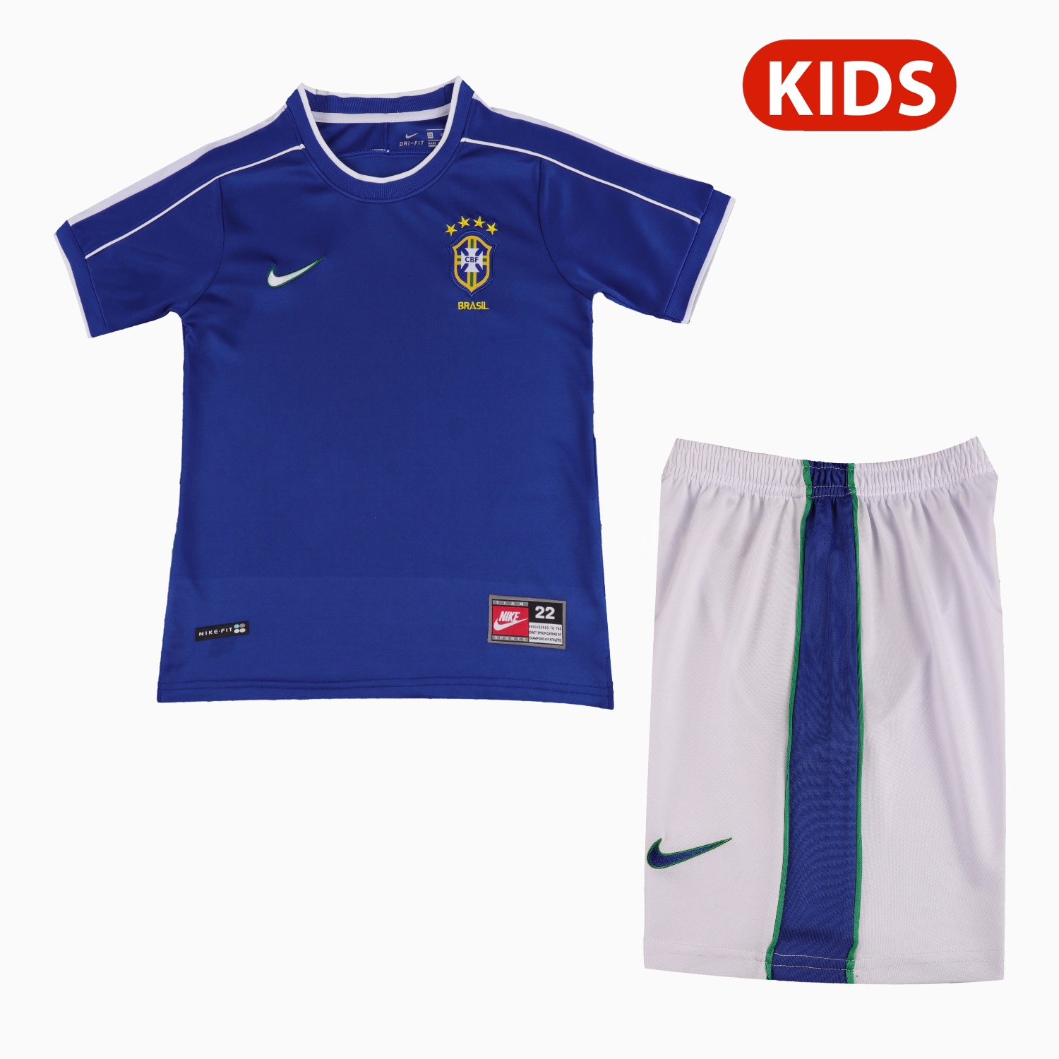 Retro Brazil 1998 Away Kids Kit - Unitedfutballjersey