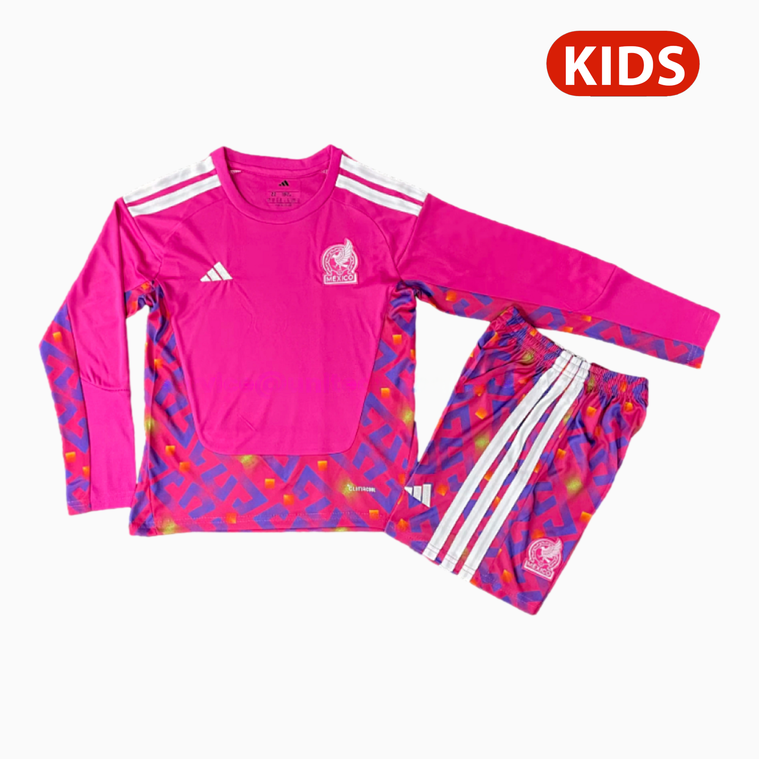 Mexico 2026 Goalkeeper Pink Long Sleeves Kids Kit - Unitedfutballjersey