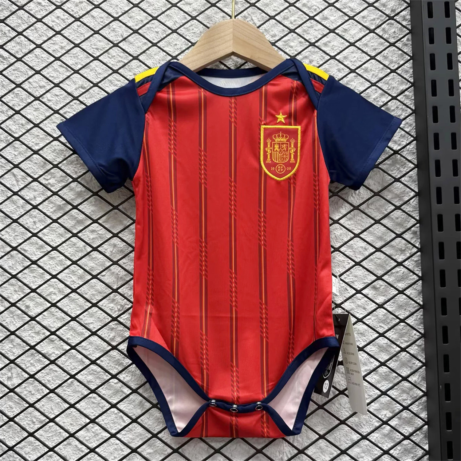 Spain 2026 Home Baby Crawling Suit - Unitedfutballjersey