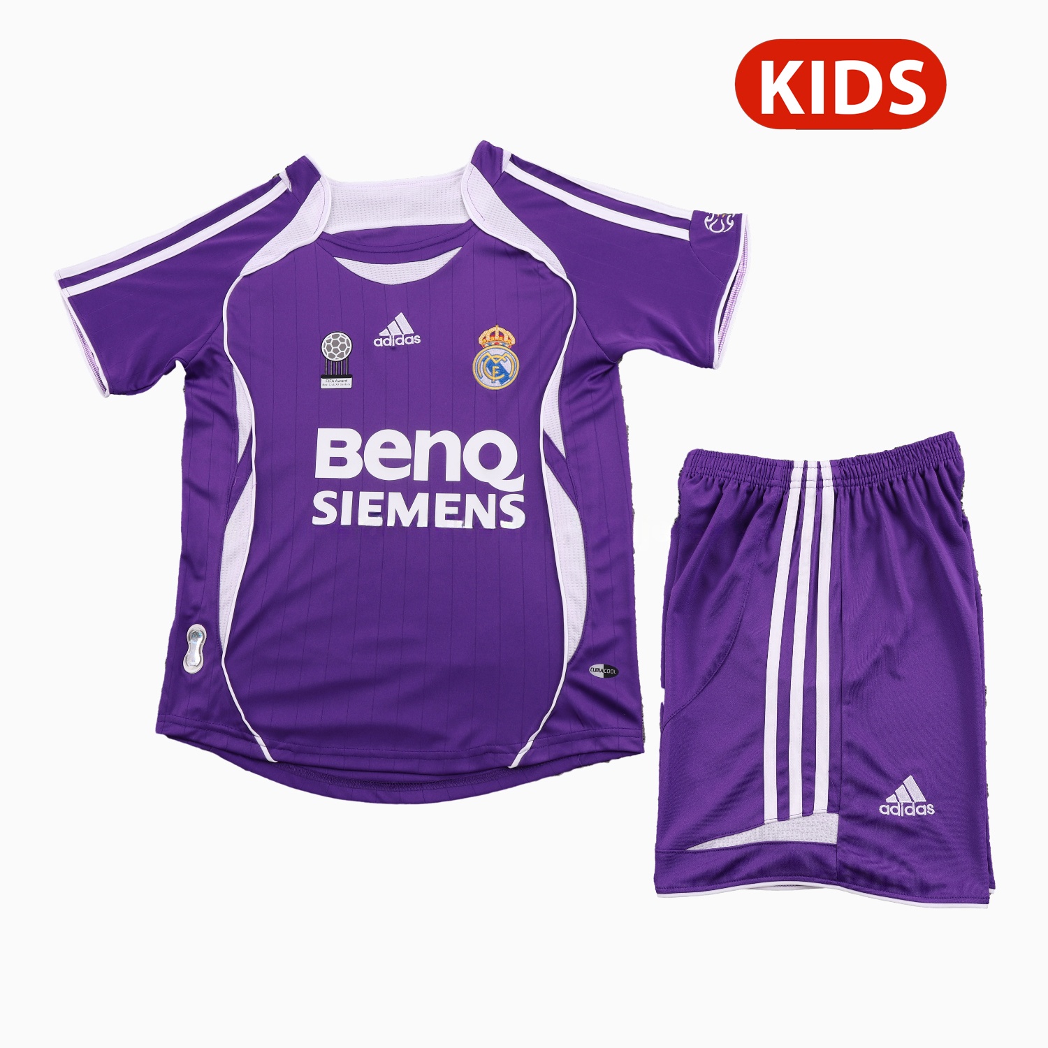 Retro Real Madrid 2006-07 Away Purple Kids Kit - Unitedfutballjersey