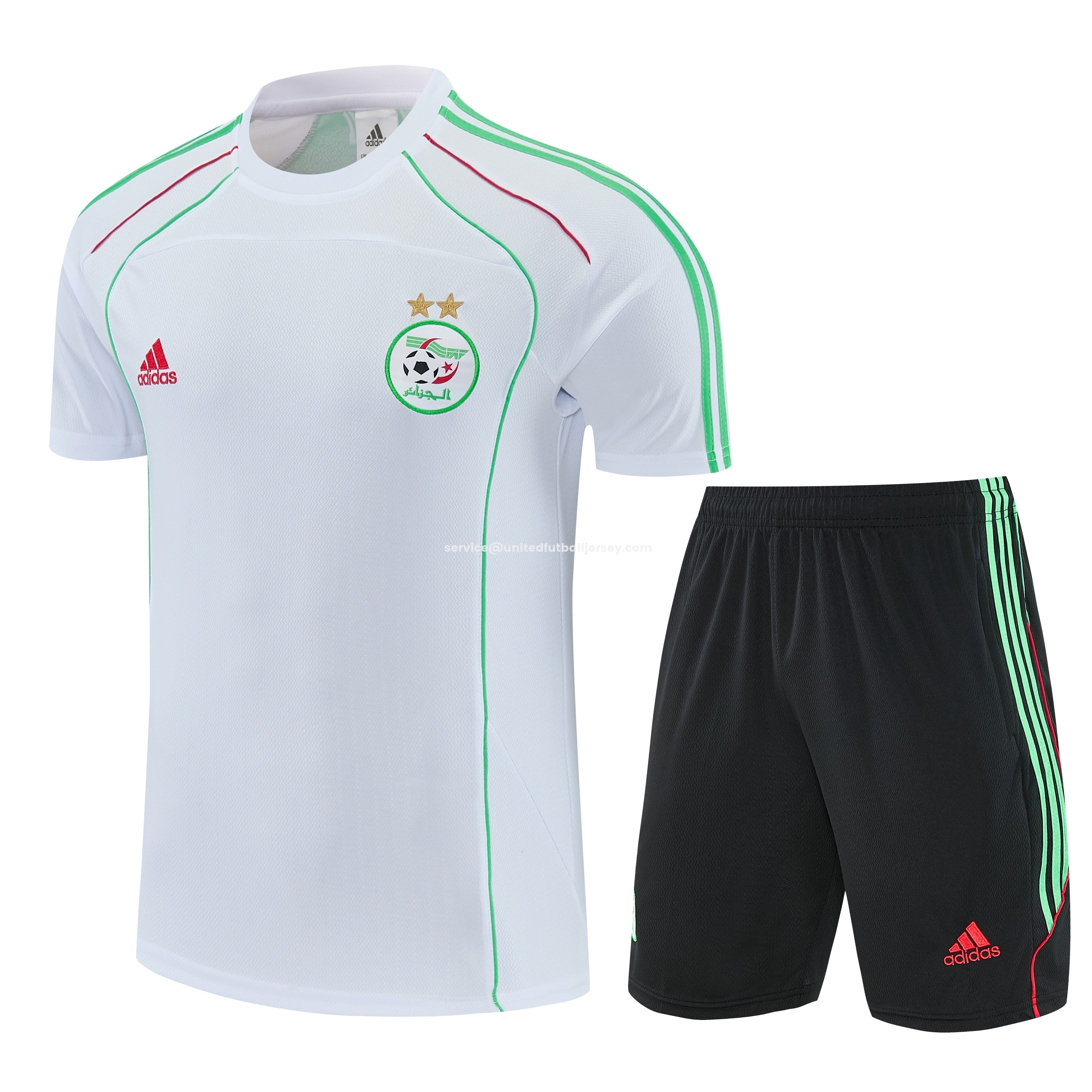 Algeria 2026 Short-Sleeve Training Set - White Top and Black Shorts - Unitedfutballjersey