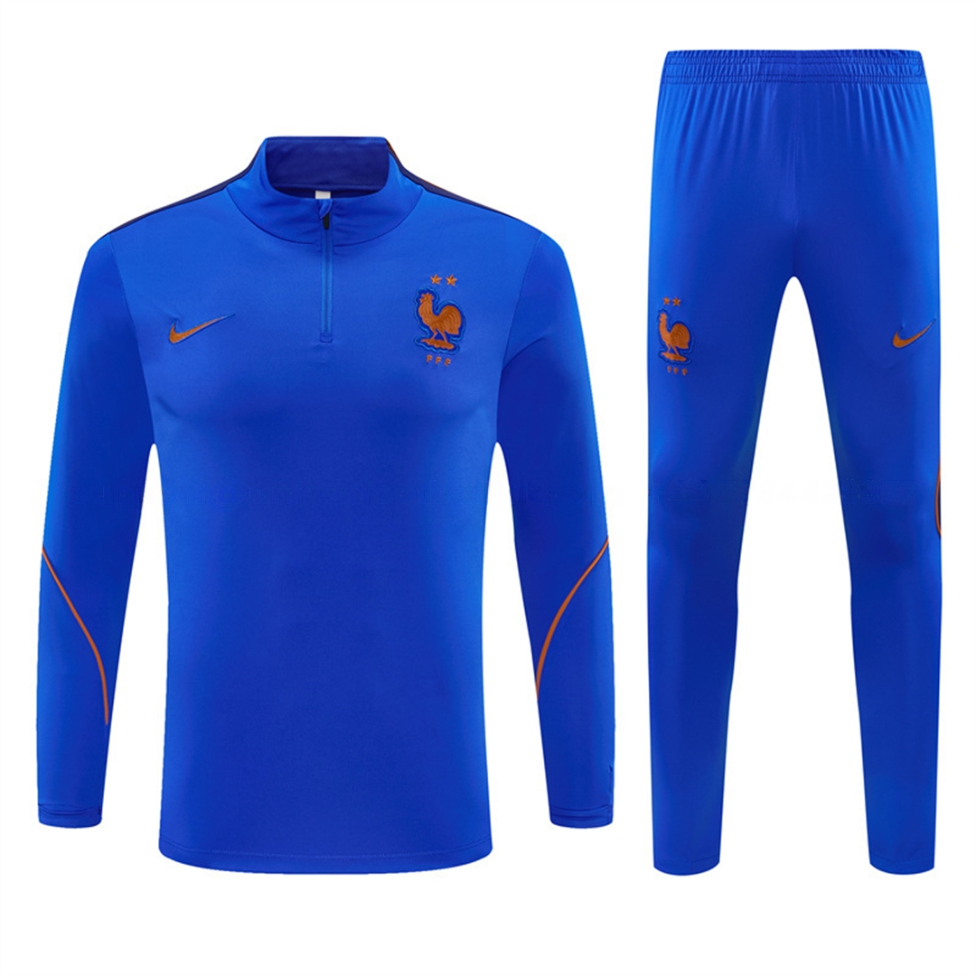 France 2026 Kids Long Sleeve Training Set - Royal Blue Top & Pants - Unitedfutballjersey