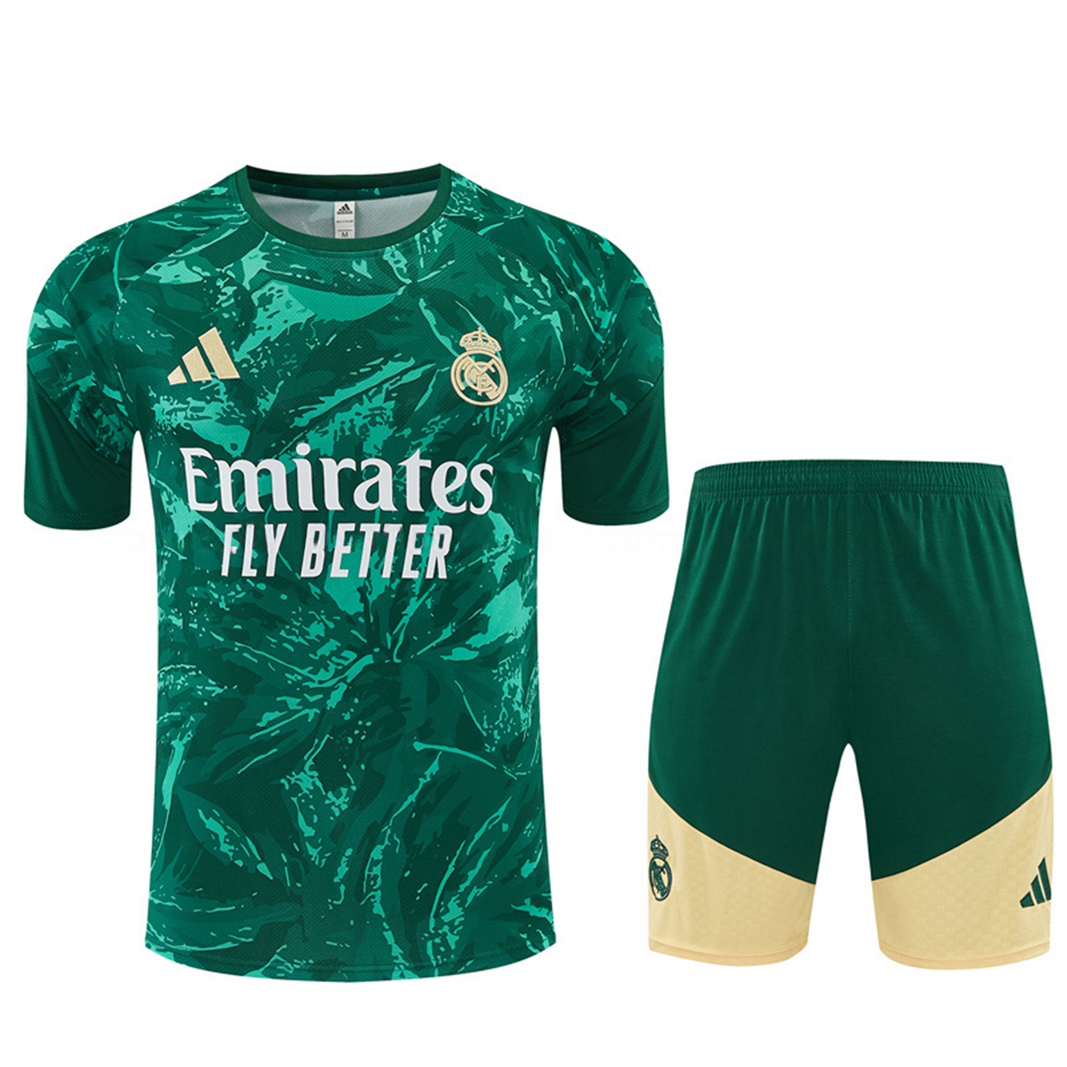 Real Madrid 26-27 Short-Sleeve Training Set - Green Camouflage Top & Green Shorts - Unitedfutballjersey