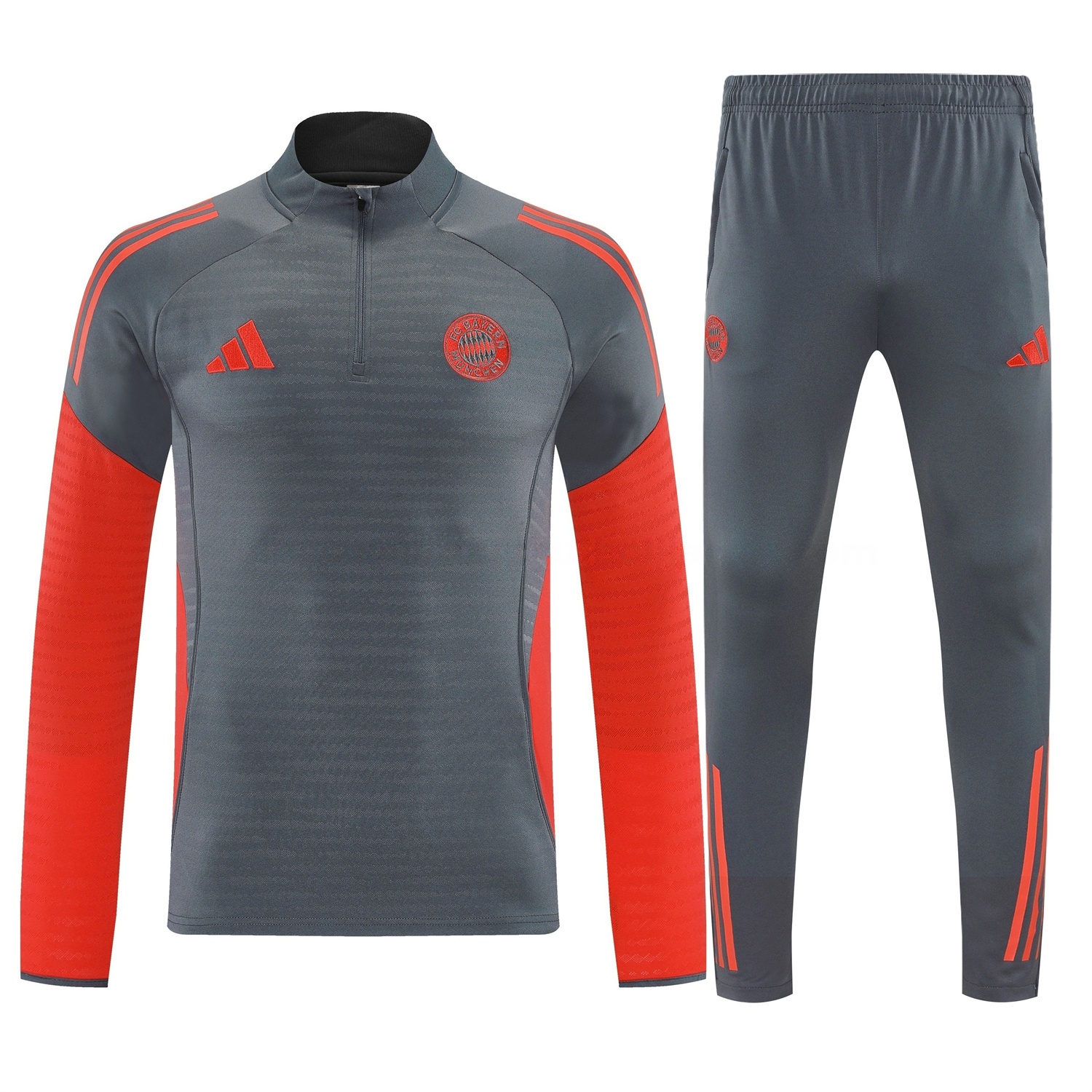 Bayern Munich 25-26 Long Sleeves Training Set - Dark Grey And Red Top & Pants - Unitedfutballjersey