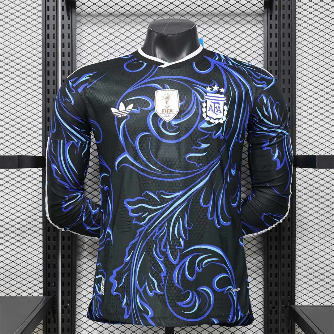 Argentina 2026 Away Deep Blue Long Sleeves Jersey - Player Version - Unitedfutballjersey
