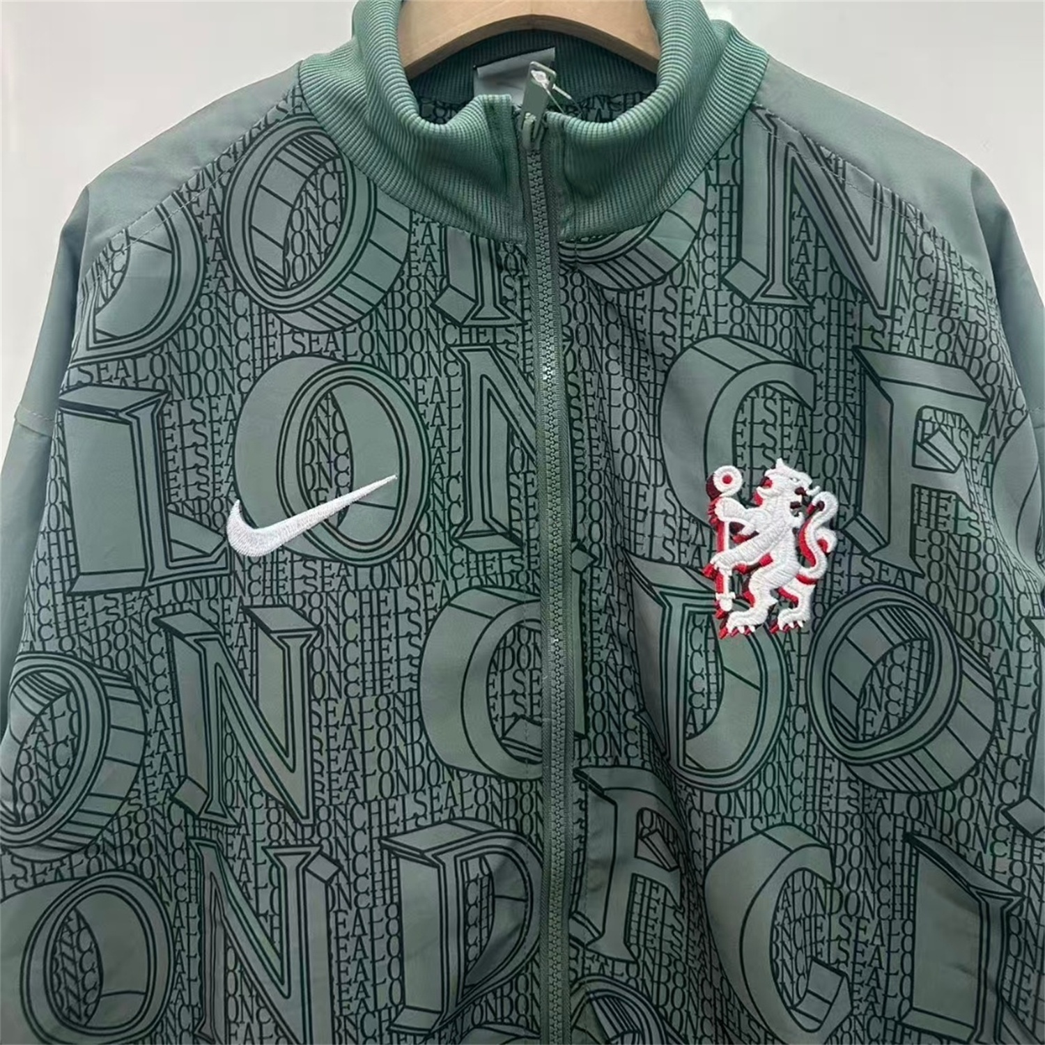 C.H.E.L.S.E.A 25-26 Subtle Letter Pattern Windbreaker Jacket - Dark Green - Unitedfutballjersey