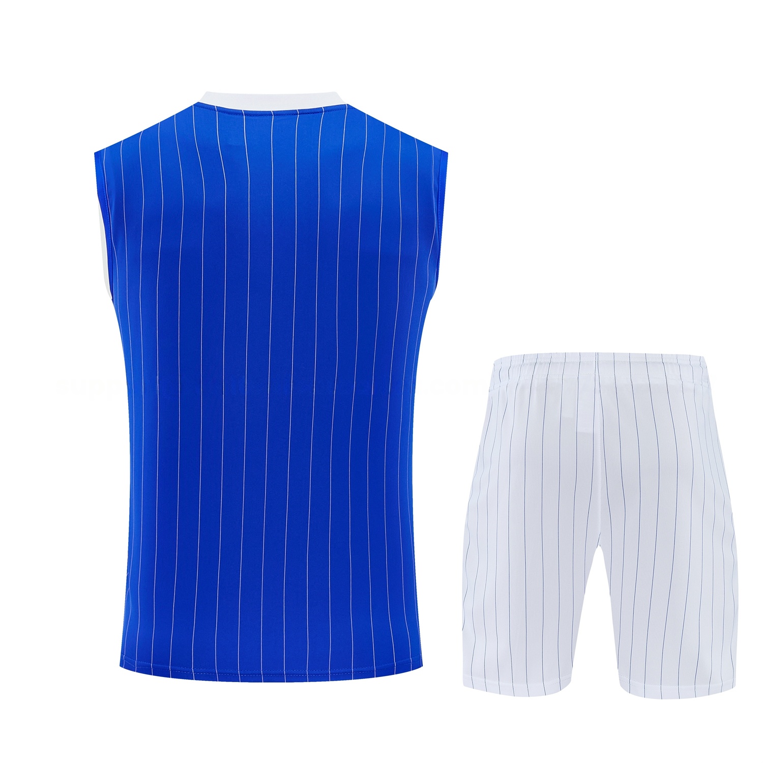C.H.E.L.S.E.A 25-26 Retro Style Vest Training Set - Blue Top & White With Blue Stripes Pants - Unitedfutballjersey