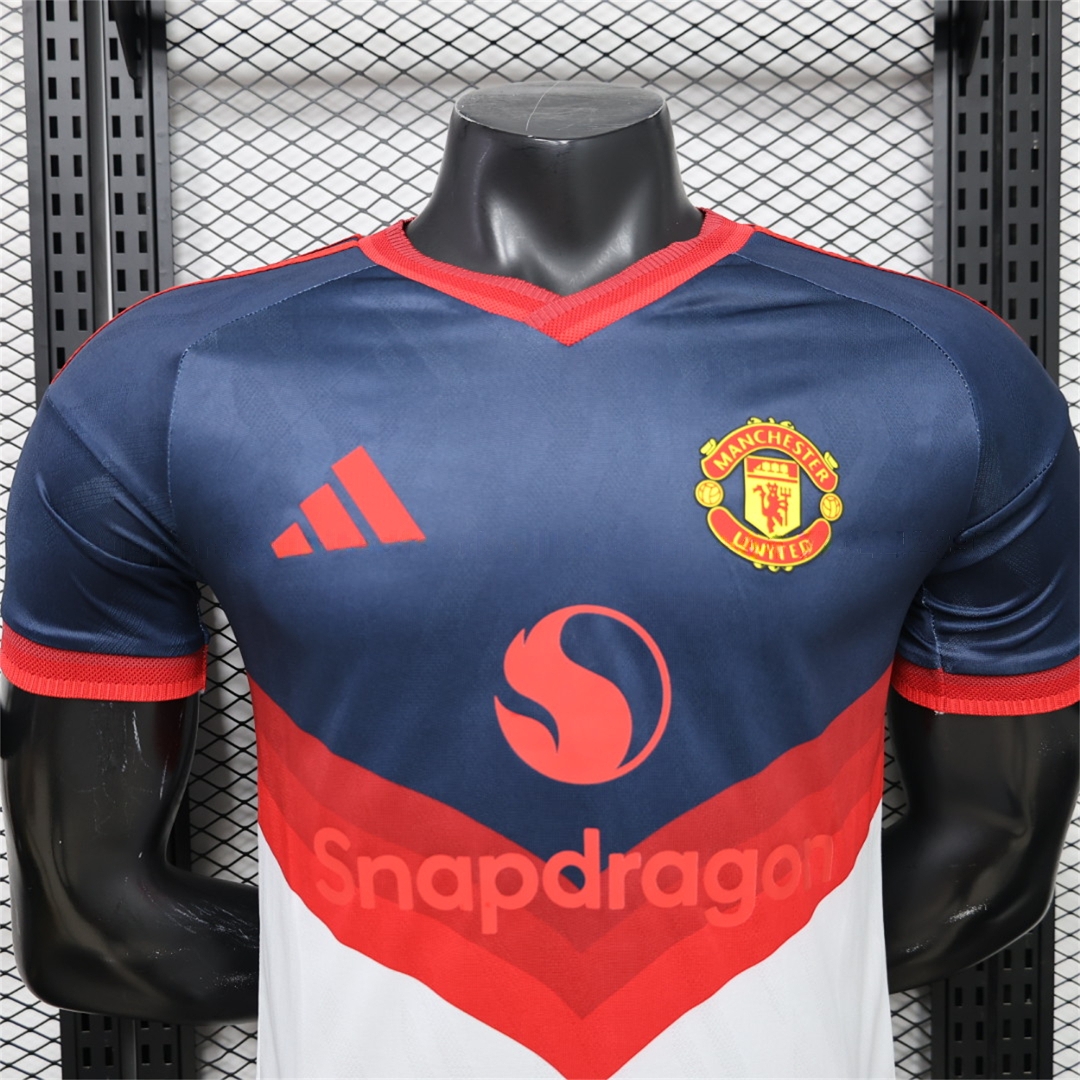 Manchester United 26-27 Retro Casual Style Blue White Jersey - Player Version - Unitedfutballjersey