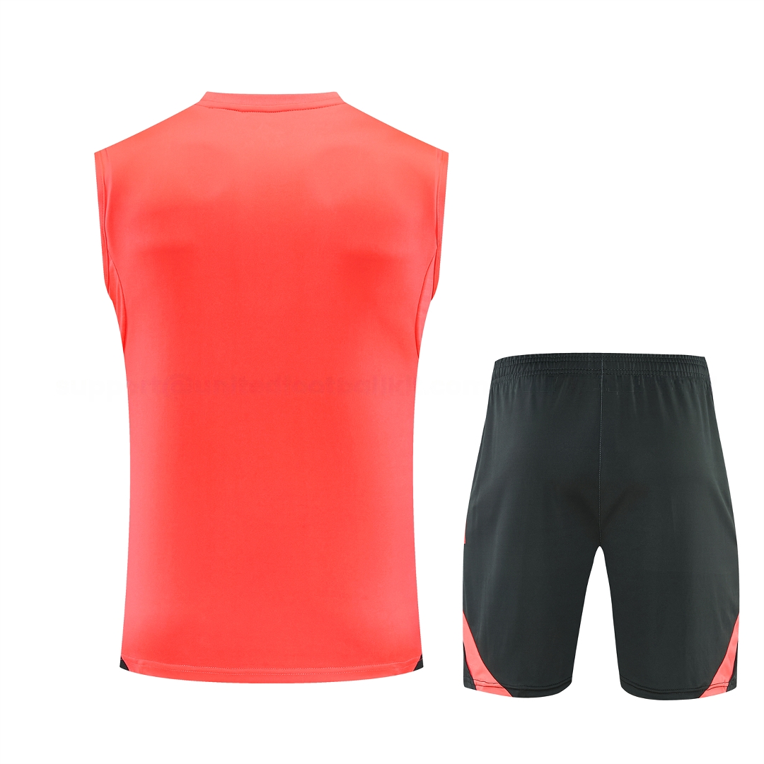 Bayern Munich 25-26 Vest Training Set - Coral With Black Accents Top & Black With Coral Accents Pants - Unitedfutballjersey