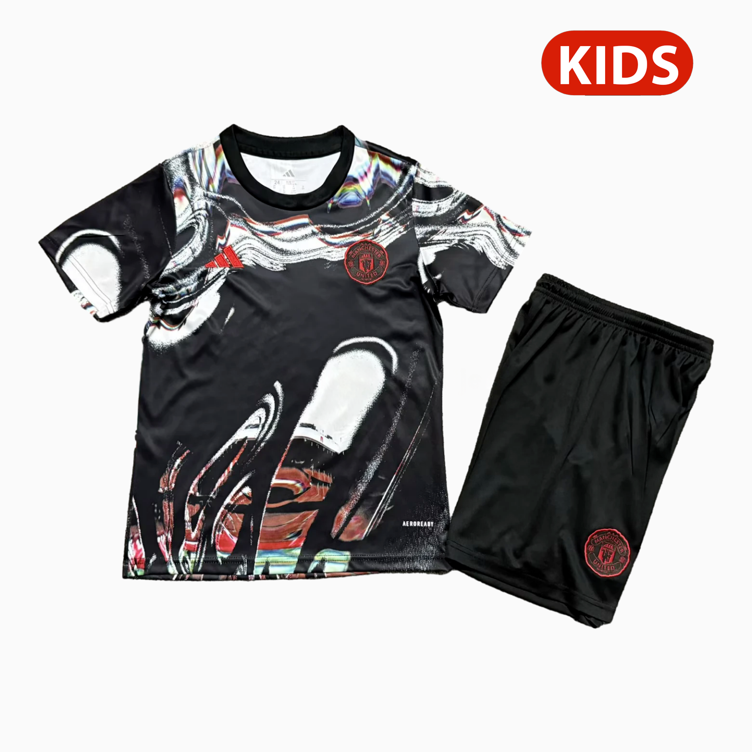 Manchester United 25-26 Ripples Black Special Kids Kit - Unitedfutballjersey