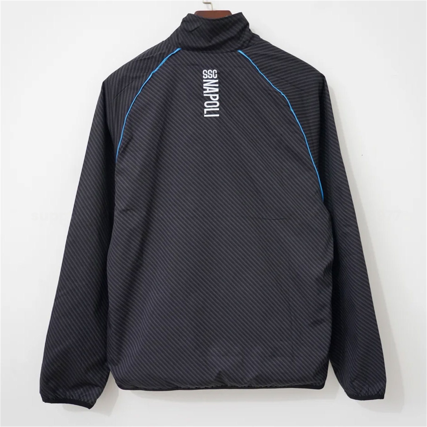 Napoli 25-26 Black With Blue Stripes Windbreaker Jacket - Unitedfutballjersey