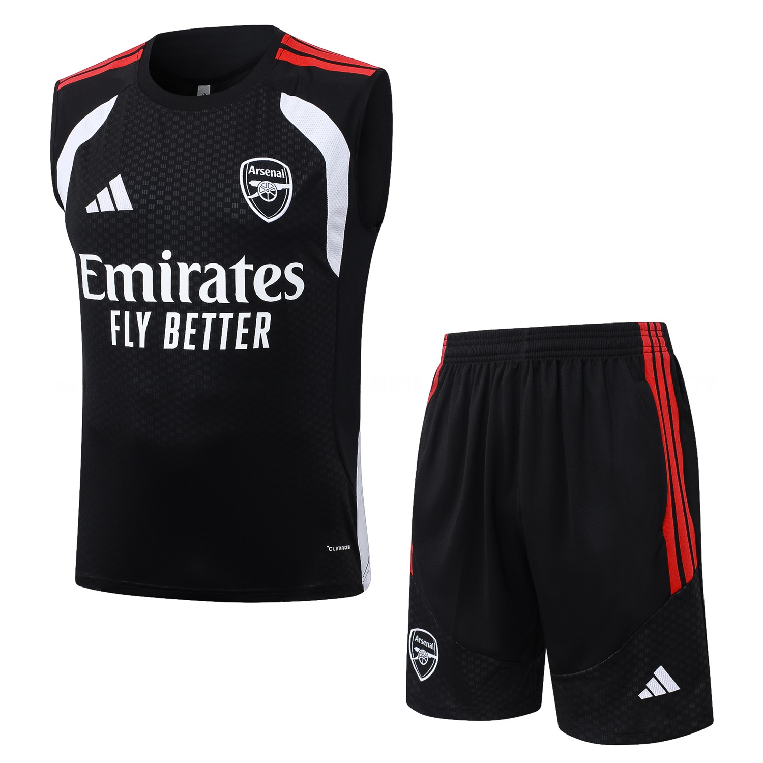 Arsenal 26-27 Vest Training Set - Red Edge Black Vest & Shorts - Unitedfutballjersey