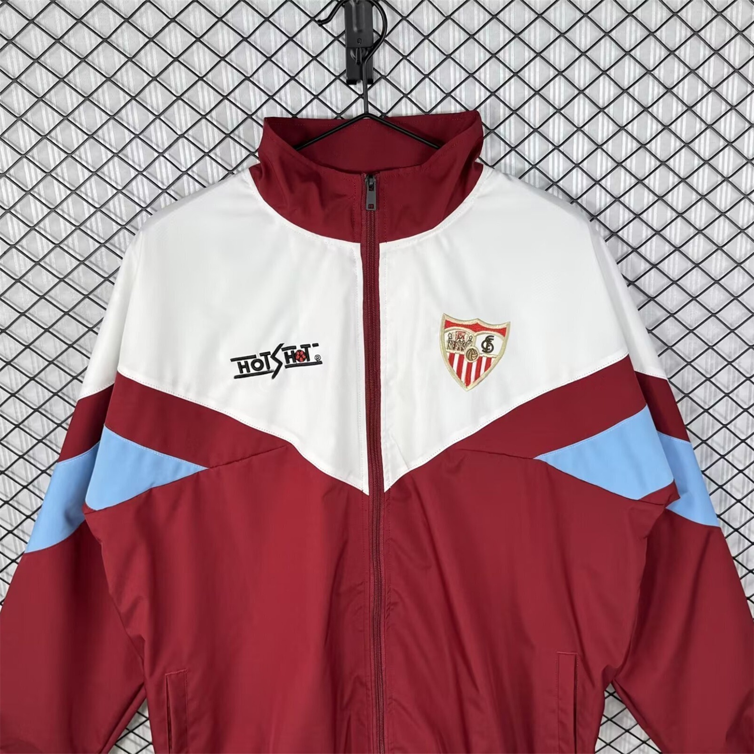 Retro Sevilla 1993-94 Home Windbreaker Jacket - White And Red - Unitedfutballjersey