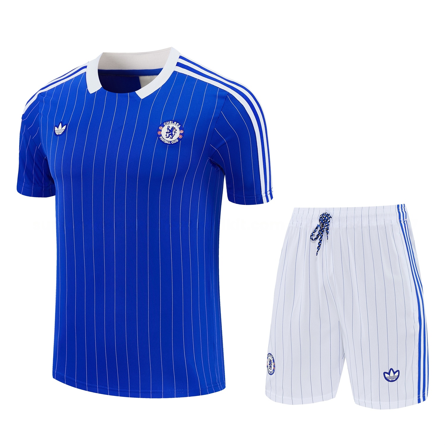 C.H.E.L.S.E.A 25-26 Retro Style Short-Sleeve Training Set - Blue Top & White Pants - Unitedfutballjersey