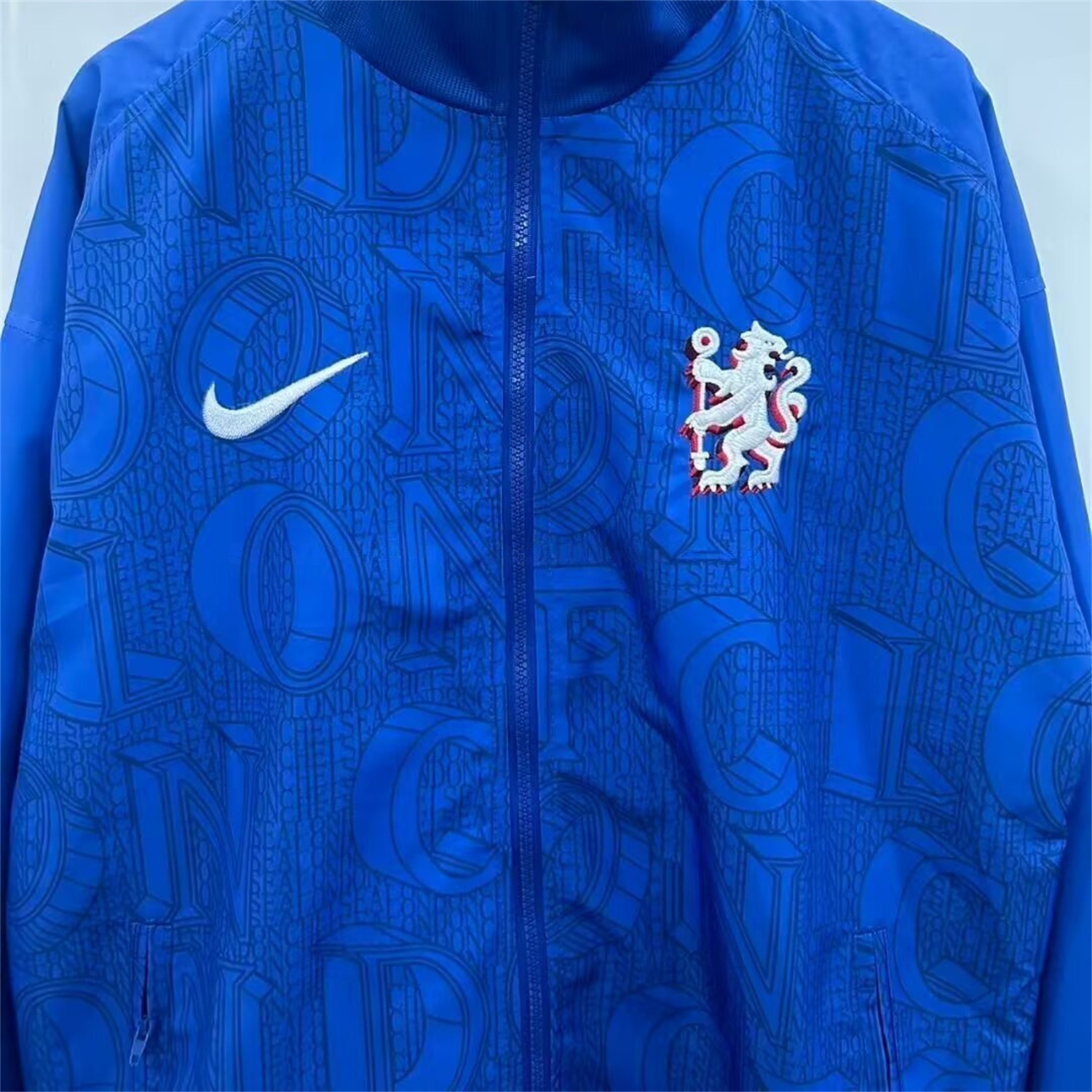 C.H.E.L.S.E.A 25-26 Subtle Letter Pattern Windbreaker Jacket - Blue - Unitedfutballjersey