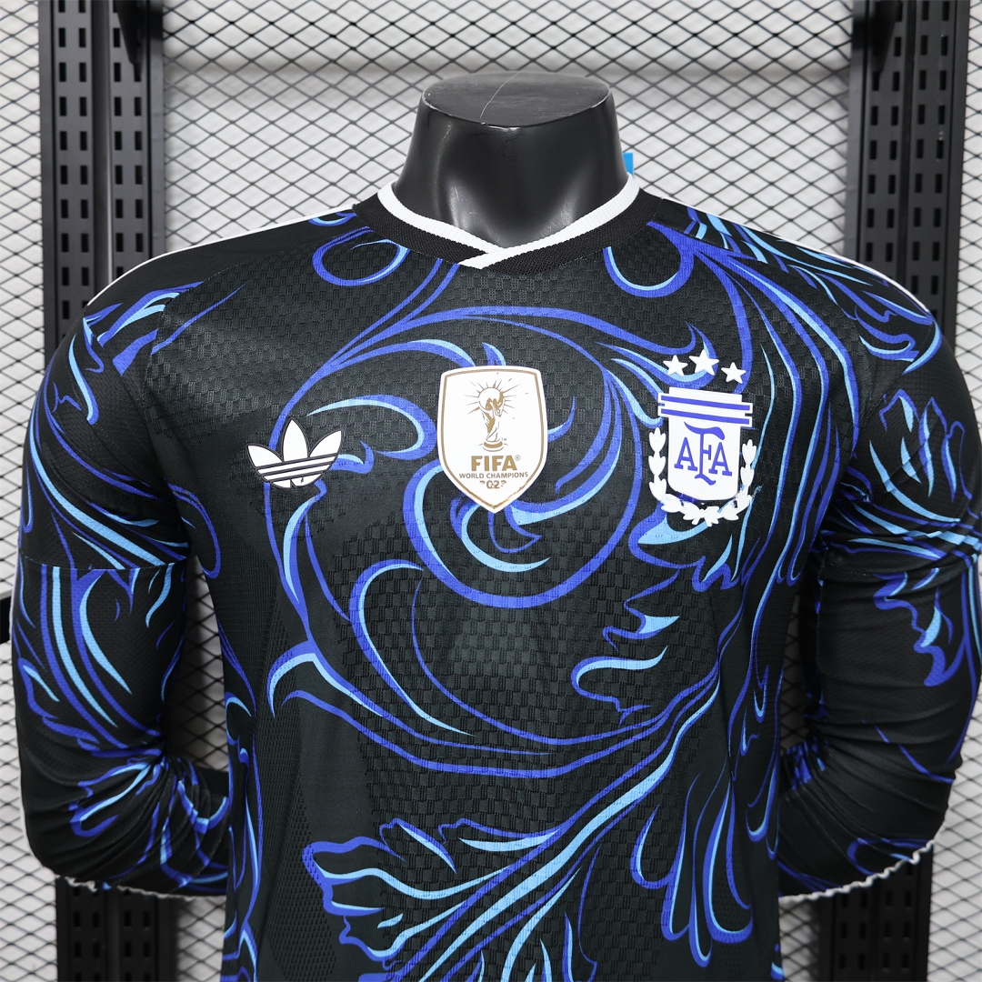 Argentina 2026 Away Deep Blue Long Sleeves Jersey - Player Version - Unitedfutballjersey