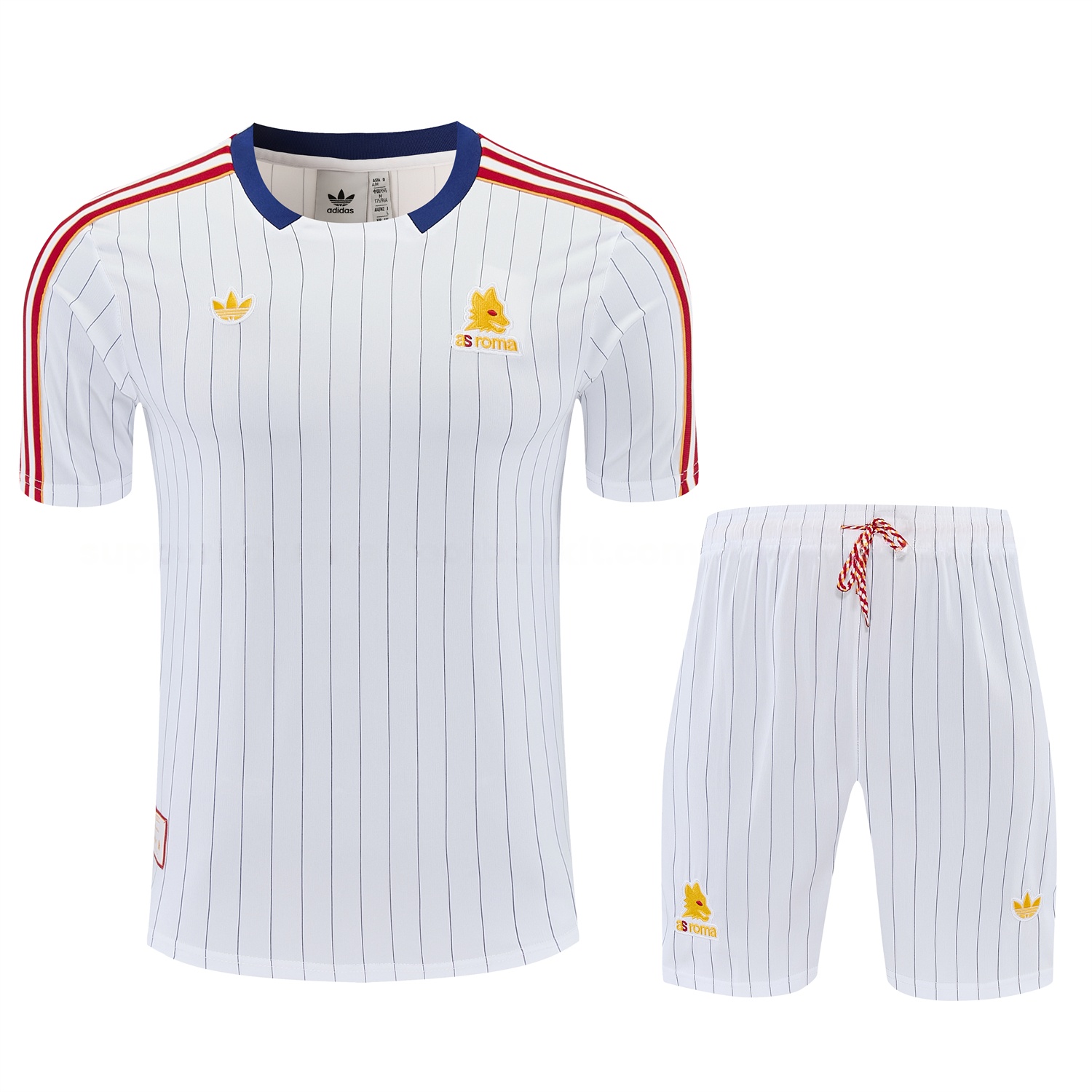Roma 25-26 Retro Style Short-Sleeve Training Set - White Top & White Pants - Unitedfutballjersey