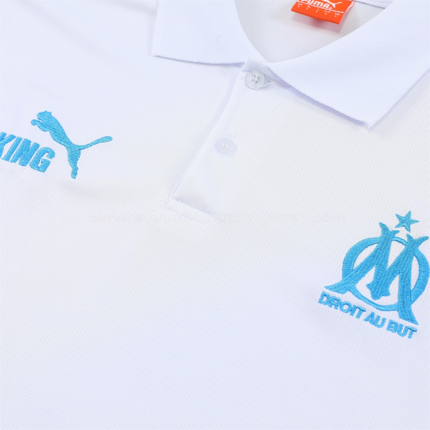 Marseille 25-26 POLO Short-Sleeve Training Set - White Top and Dark Blue Pants - Unitedfutballjersey