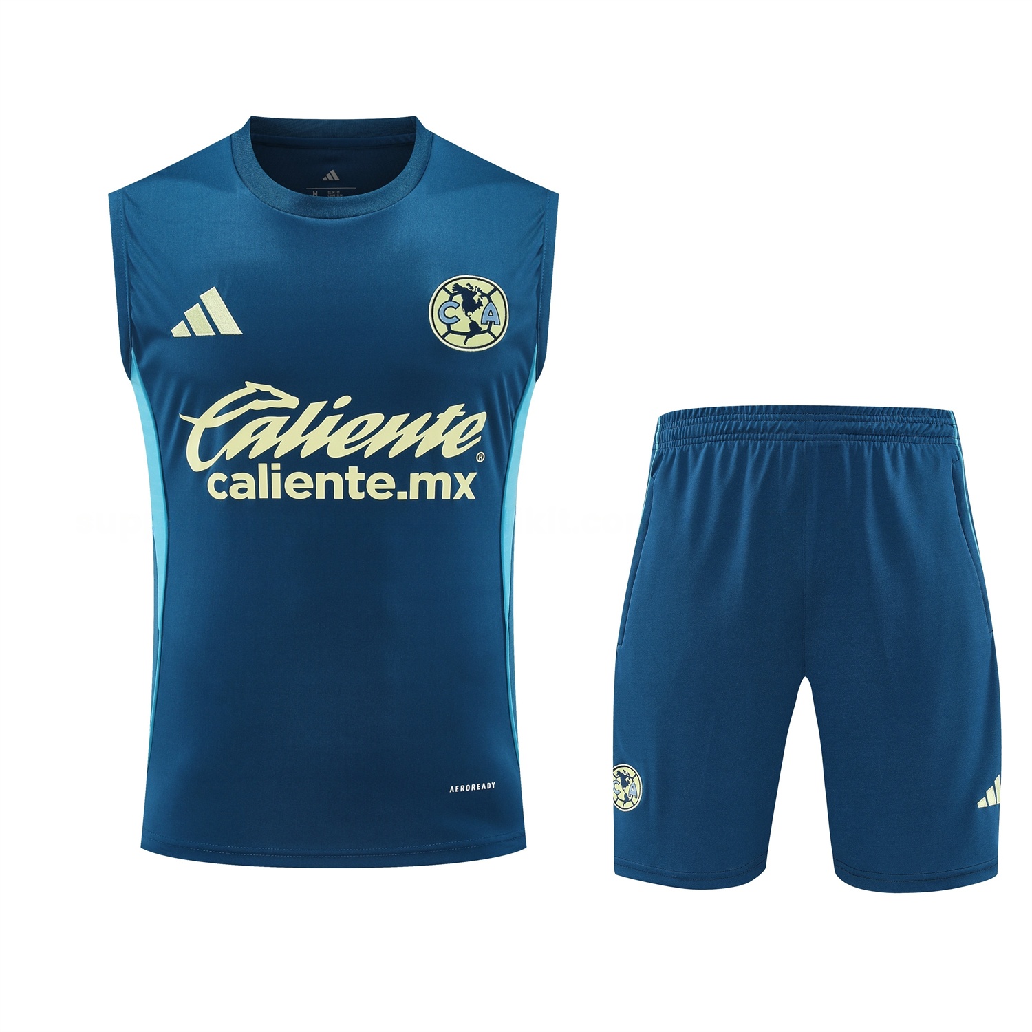 Club América 25-26 Short-Sleeve Training Set - Royal Blue With Light Blue Accents Top & Pants - Unitedfutballjersey