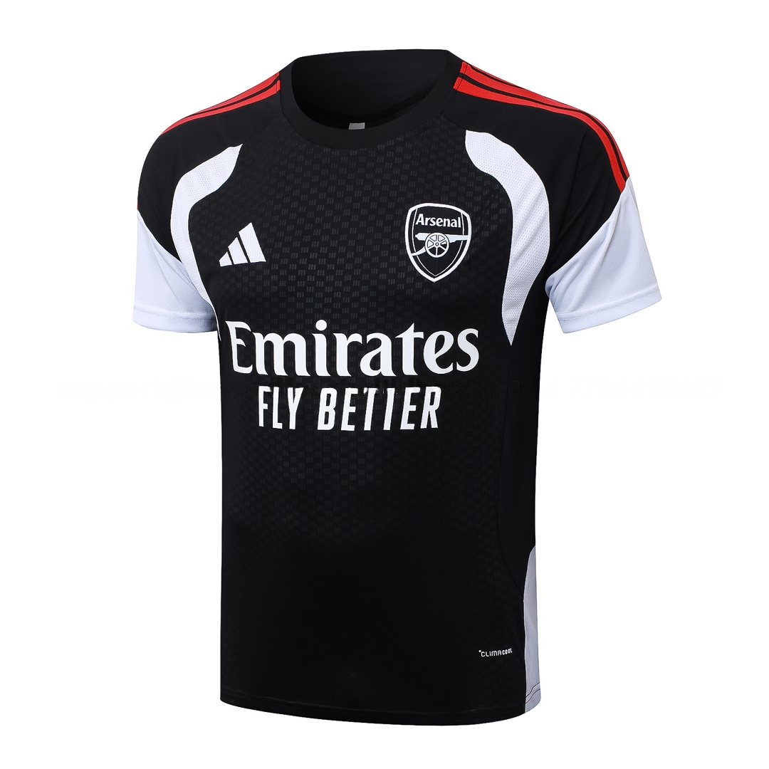 Arsenal 26-27 Short-Sleeve Training Set - Red Edge Black Top & Shorts - Unitedfutballjersey
