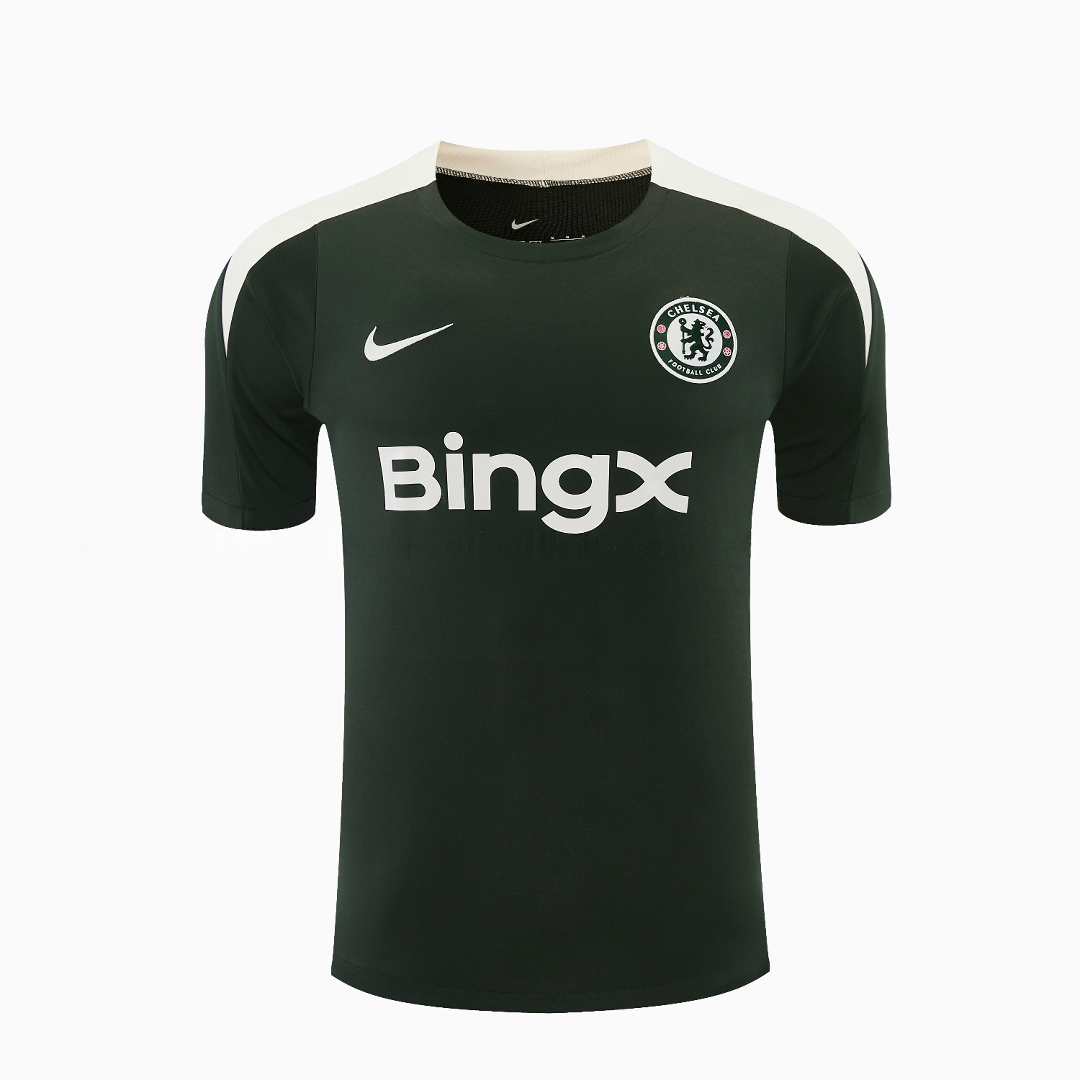C.H.E.L.S.E.A 25-26 Short-Sleeve Training Set - Dark Green With White Accents Top & Pants - Unitedfutballjersey