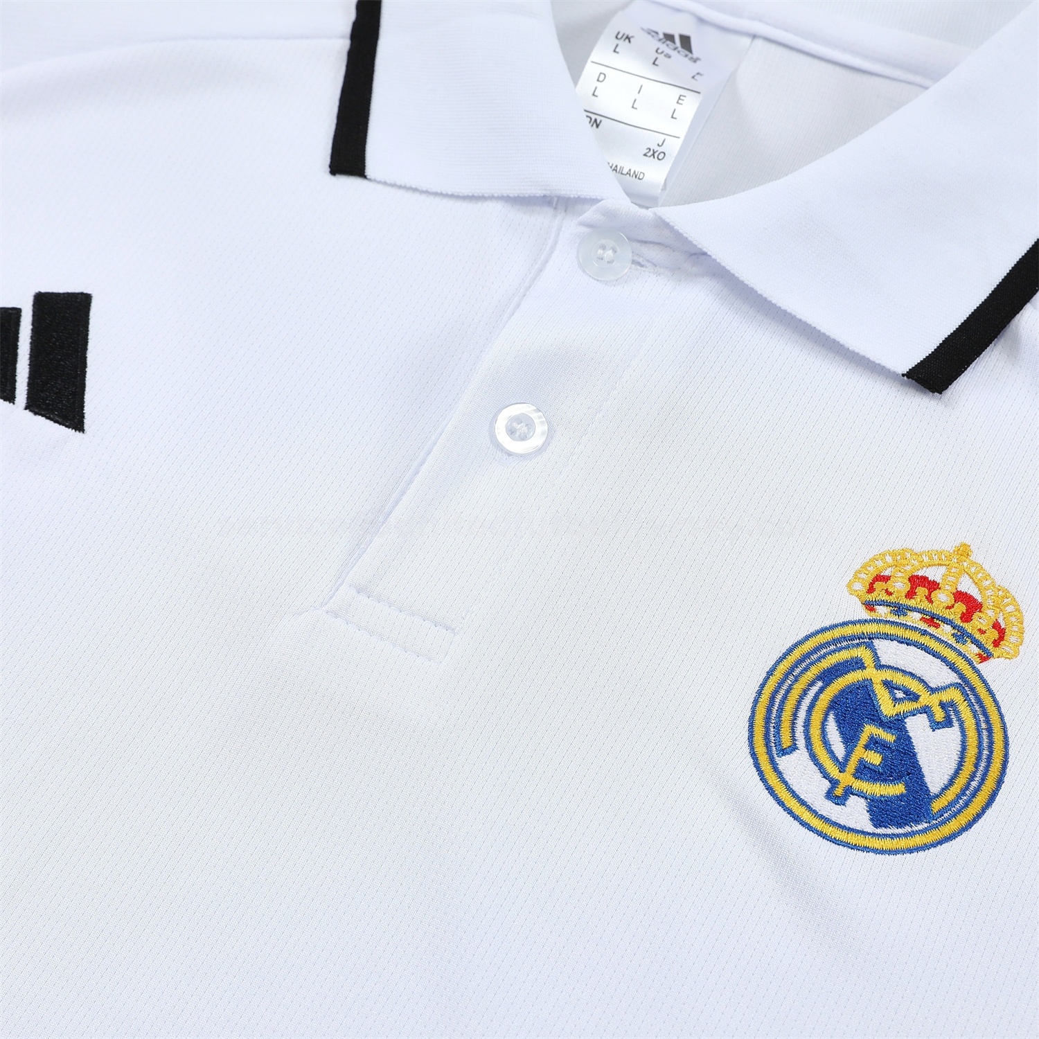 Real Madrid 25-26 POLO Short-Sleeve Training Set - White Top and Black Pants - Unitedfutballjersey