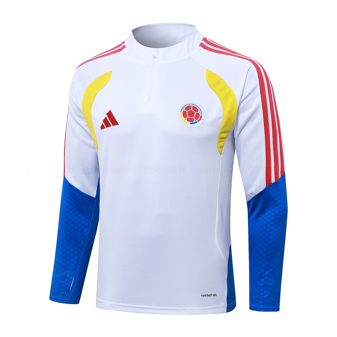 Colombia 2026 Long Sleeve Training Set - White Top & Black Pants - Unitedfutballjersey