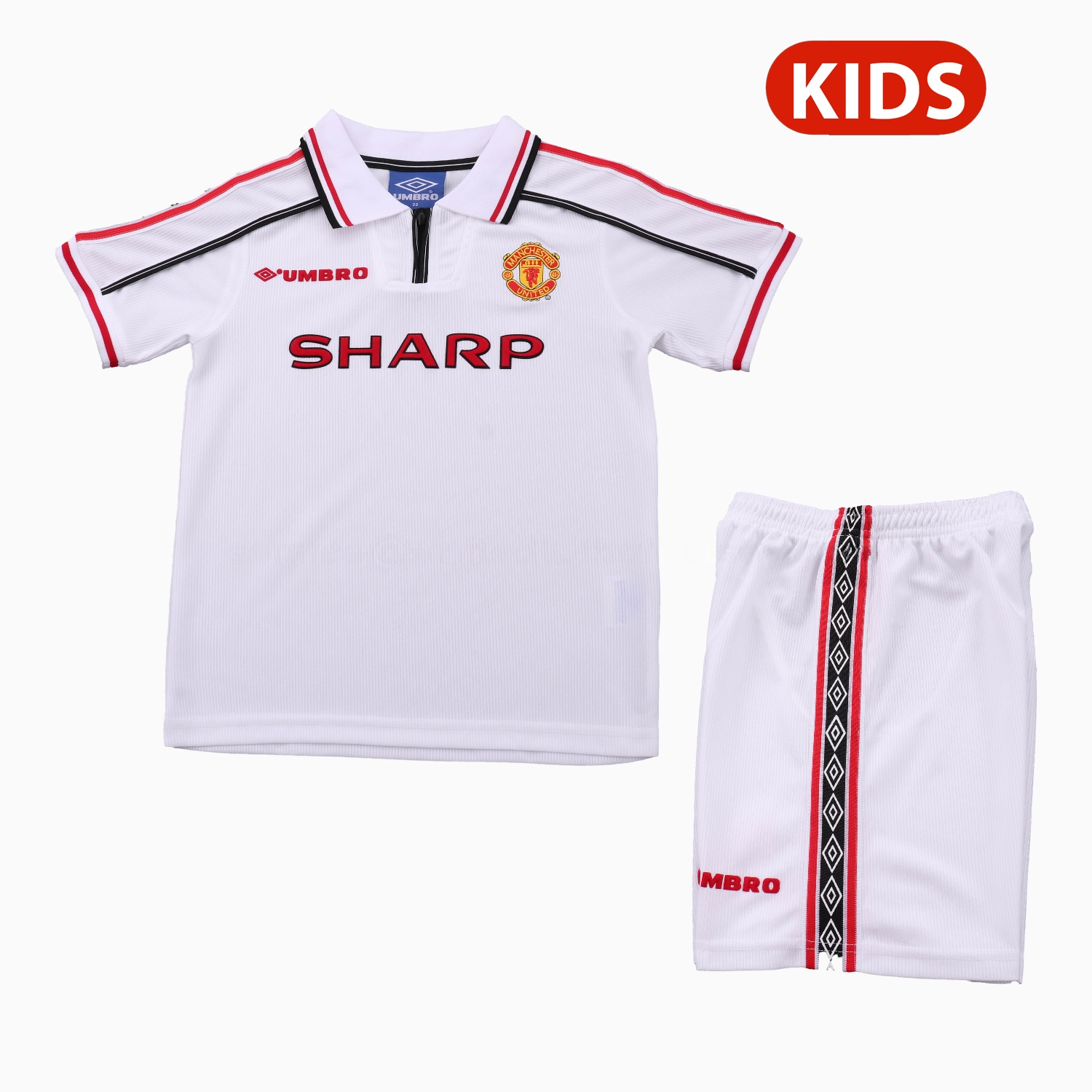 Retro Manchester United 1998-99 White Special Kids Kit - Unitedfutballjersey