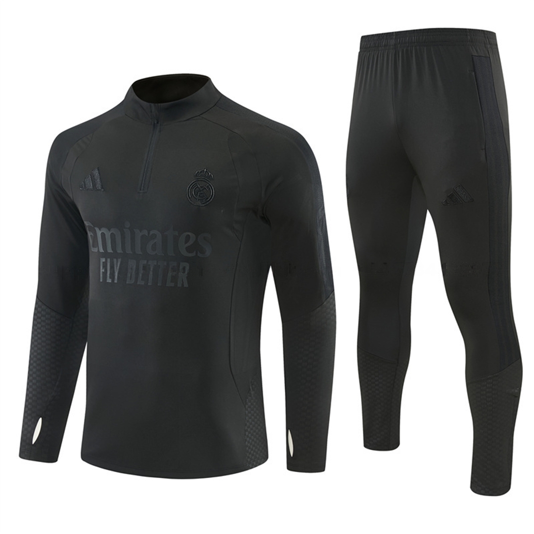 Real Madrid 26-27 Long Sleeves Training Set - Pure Black Top And Pants - Unitedfutballjersey