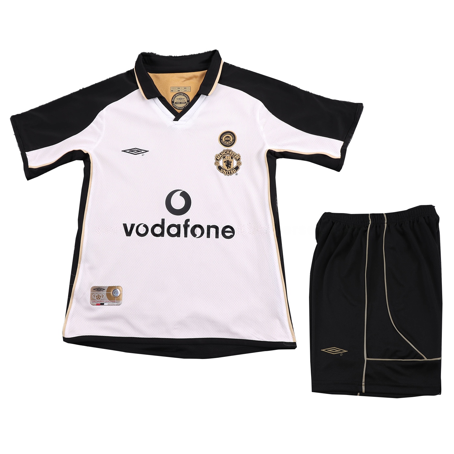 Retro Manchester United 2001-02 100th Centery Kids Kit - White - Unitedfutballjersey