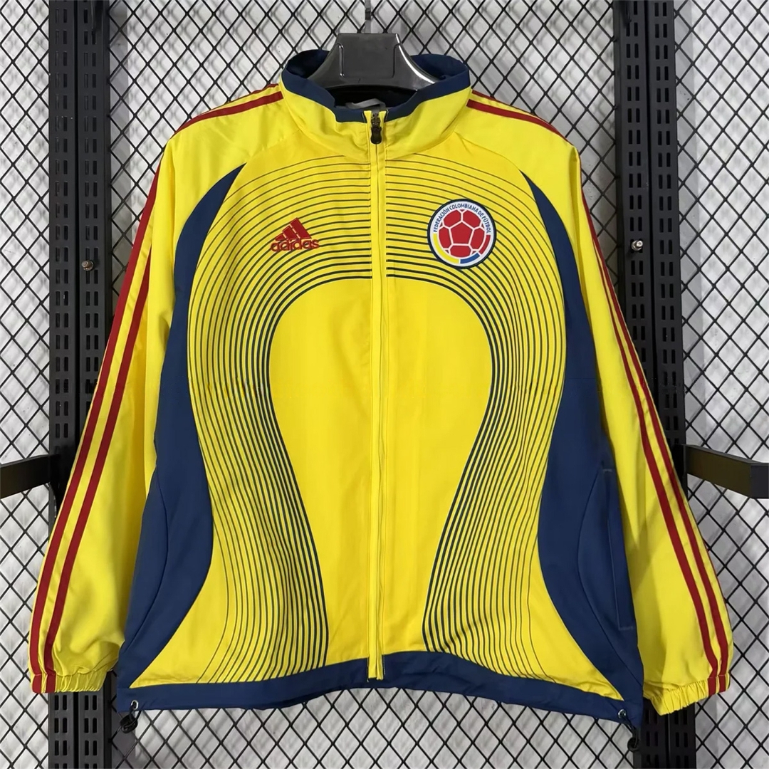 Colombia 2026 Retro Style Windbreaker Jacket - Yellow - Unitedfutballjersey