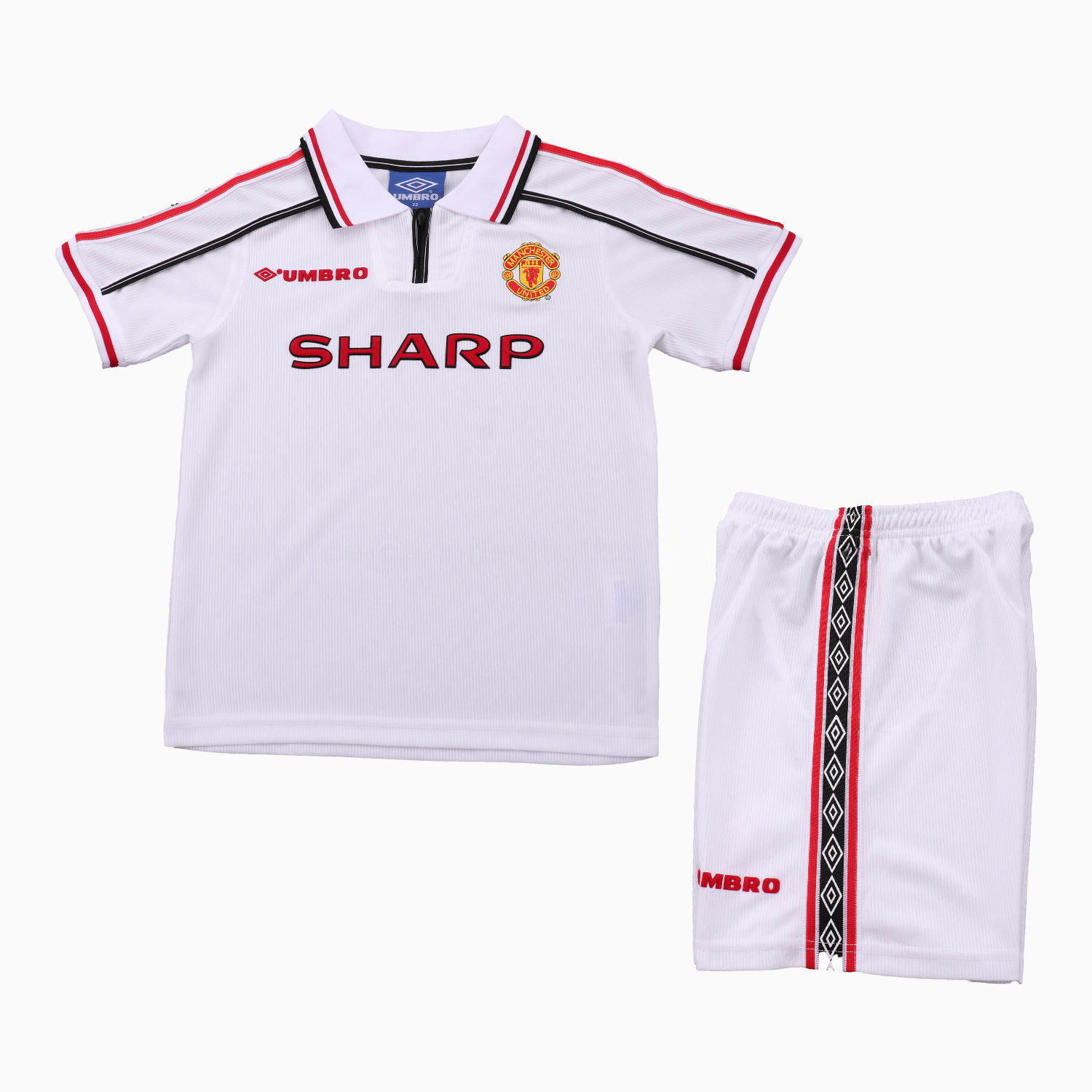Retro Manchester United 1998-99 White Special Kids Kit - Unitedfutballjersey