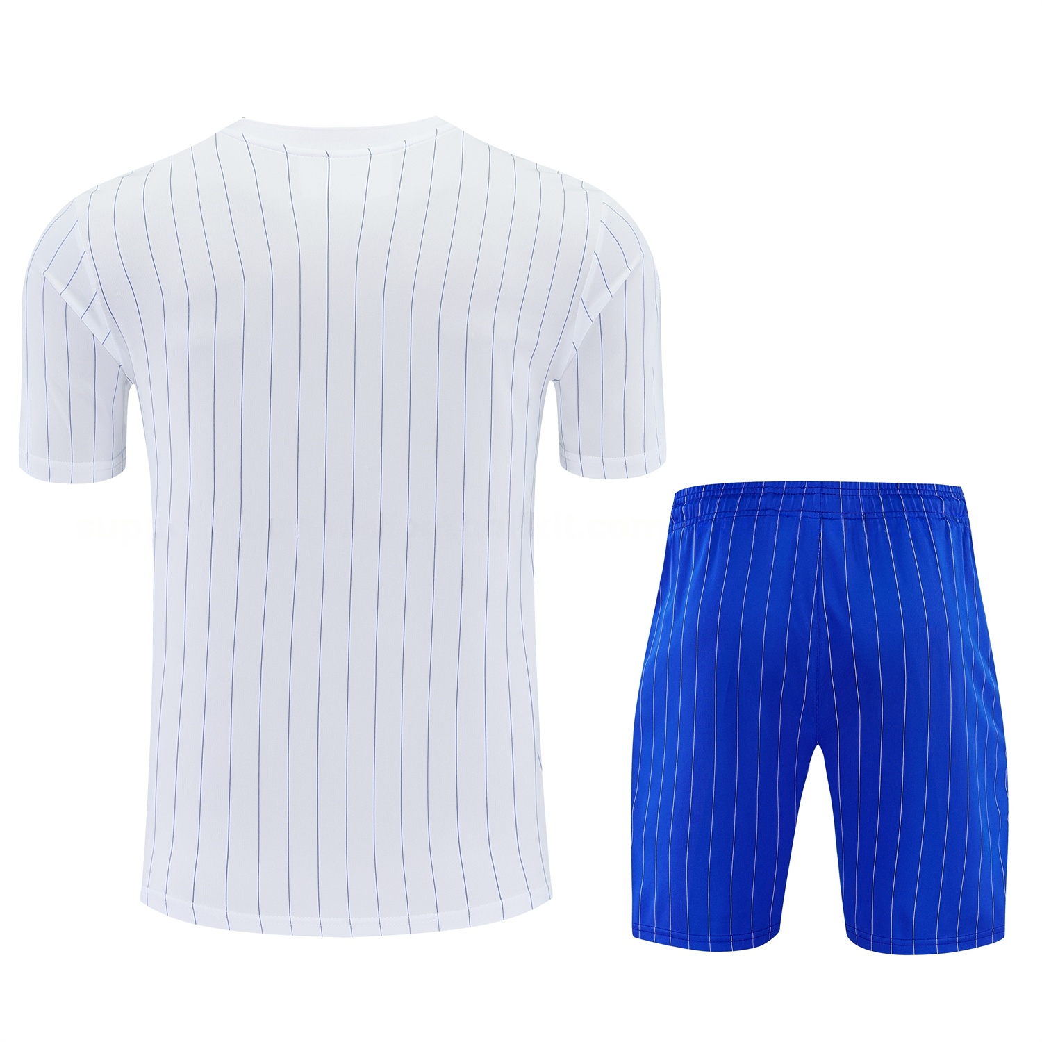 C.H.E.L.S.E.A 25-26 Retro Style Short-Sleeve Training Set - White Top & Blue Stripes Pants - Unitedfutballjersey