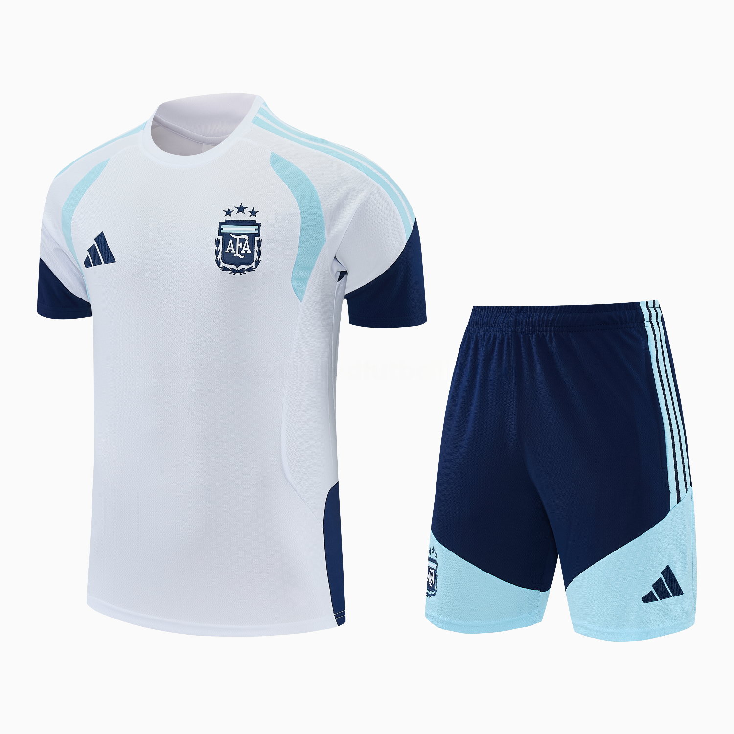 Argentina 2026 Short-Sleeve Training Set - White Top and Dark Blue Shorts - Unitedfutballjersey