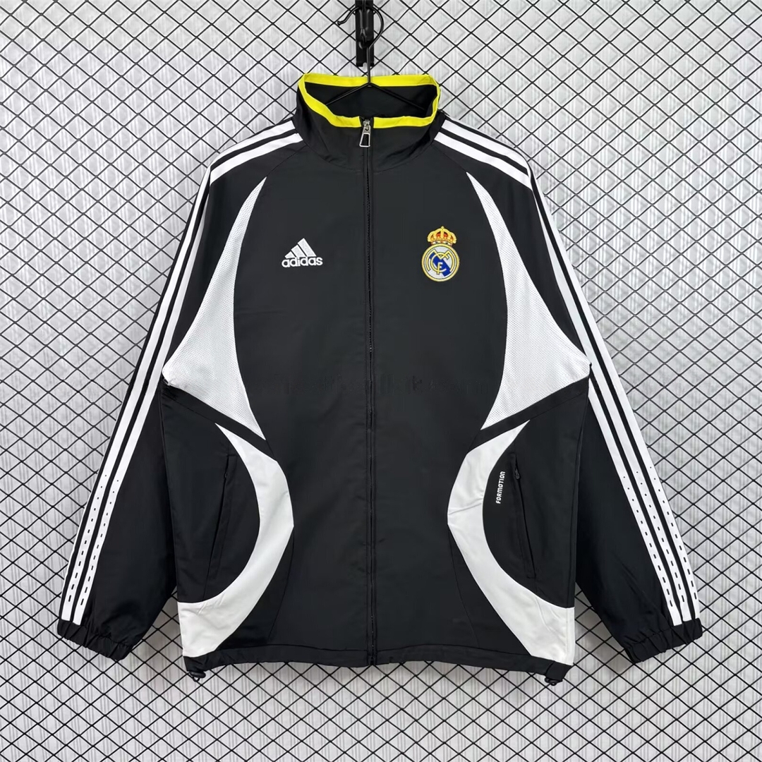 Retro Real Madrid 2006-07 Windbreaker Jacket - Black And White - Unitedfutballjersey