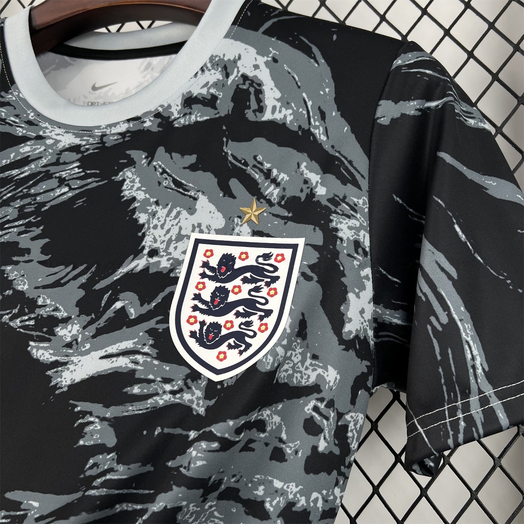 England 2026 Black With Gray And White Abstract Swirls Special Edition Jersey - Fans Version - Unitedfutballjersey
